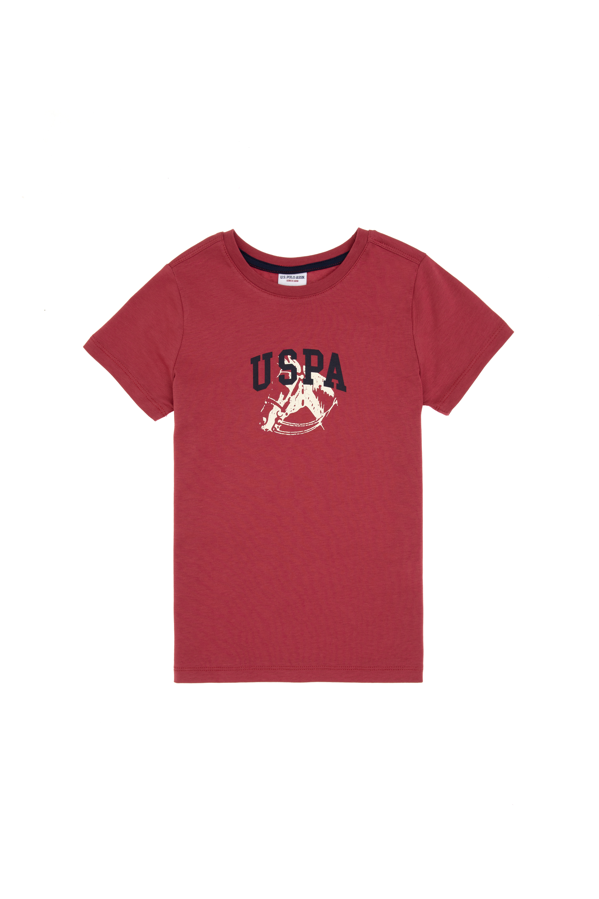 تی شرت یقه گرد آلبالویی رگولار پسرانه یو اس پولو | US POLO ASSN
