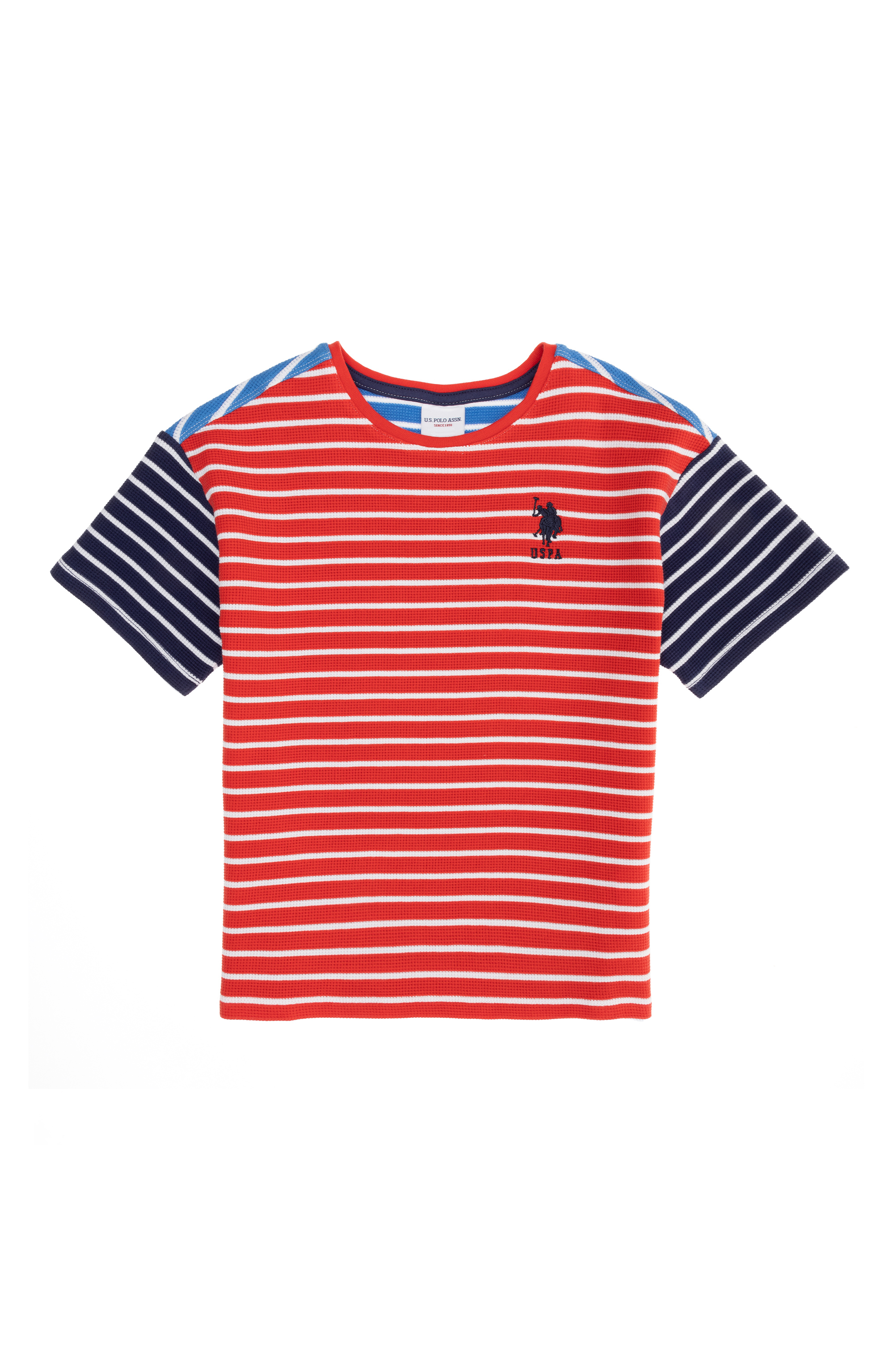 تی شرت یقه گرد یقه اسکی قرمز Oversize پسرانه یو اس پولو | US POLO ASSN