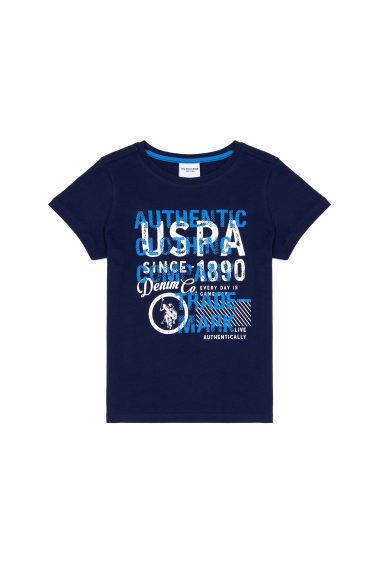 تی شرت یقه گرد یقه گرد لاجورد  استاندارد فیت  پسرانه یو اس پولو | US POLO ASSN