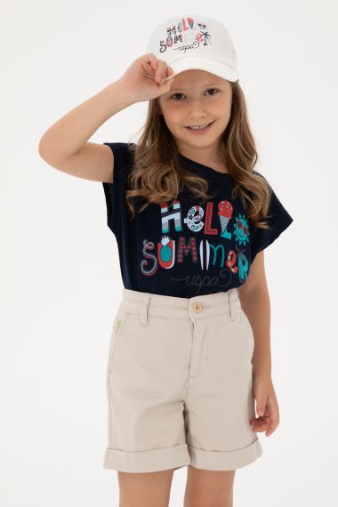 تی شرت یقه گرد  لاجورد  رگولار  دخترانه یو اس پولو | US POLO ASSN