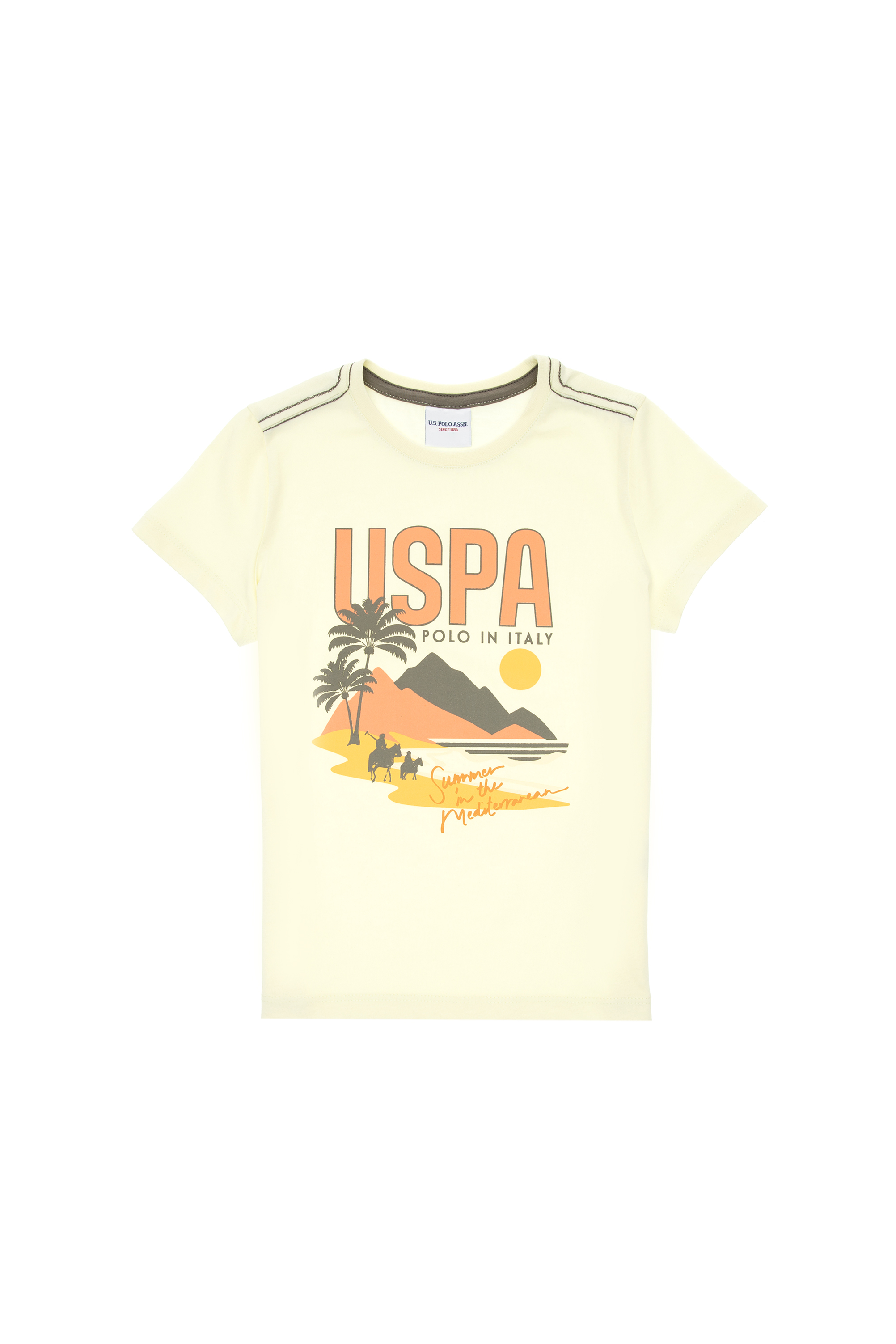 تی شرت یقه گرد لیمویی رگولار پسرانه یو اس پولو | US POLO ASSN