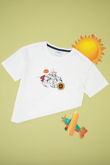 تی شرت یقه گرد  سفید  ریلکس  پسرانه یو اس پولو | US POLO ASSN