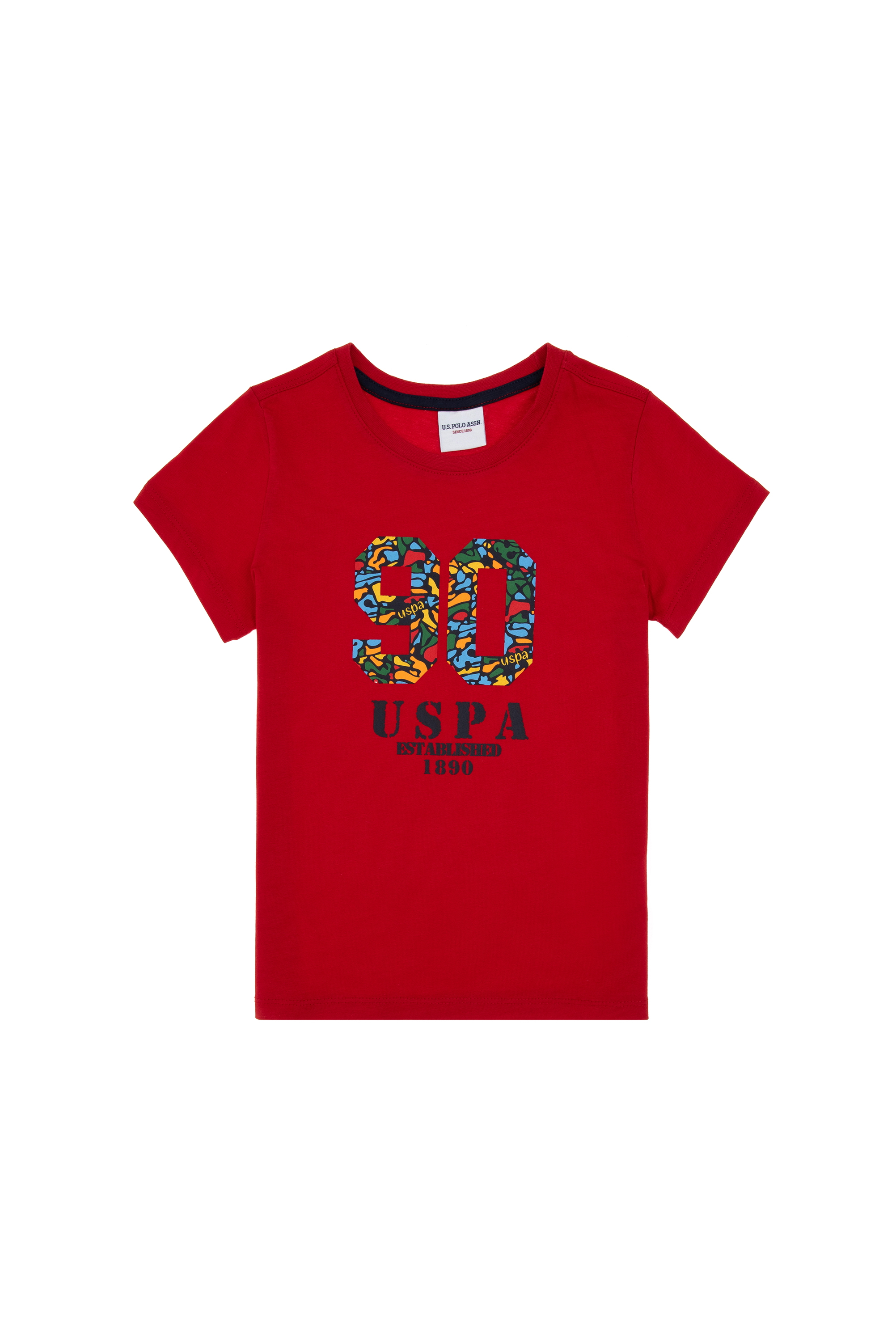 تی شرت یقه گرد قرمز رگولار پسرانه یو اس پولو | US POLO ASSN