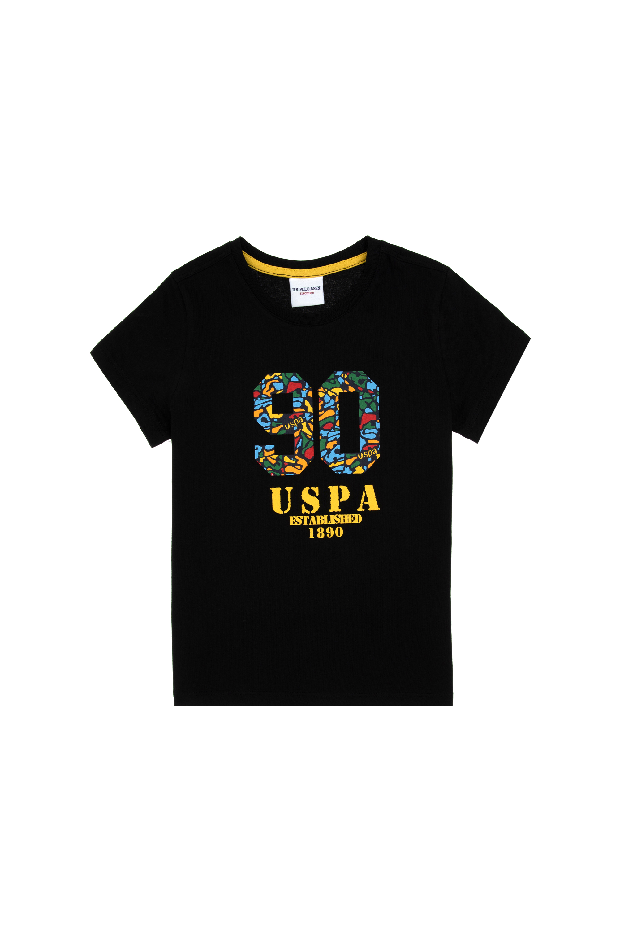 تی شرت یقه گرد سیاه رگولار پسرانه یو اس پولو | US POLO ASSN