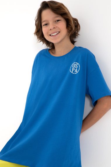 تی شرت یقه گرد اورسایز  آبی کوبالت  Oversize  پسرانه یو اس پولو | US POLO ASSN
