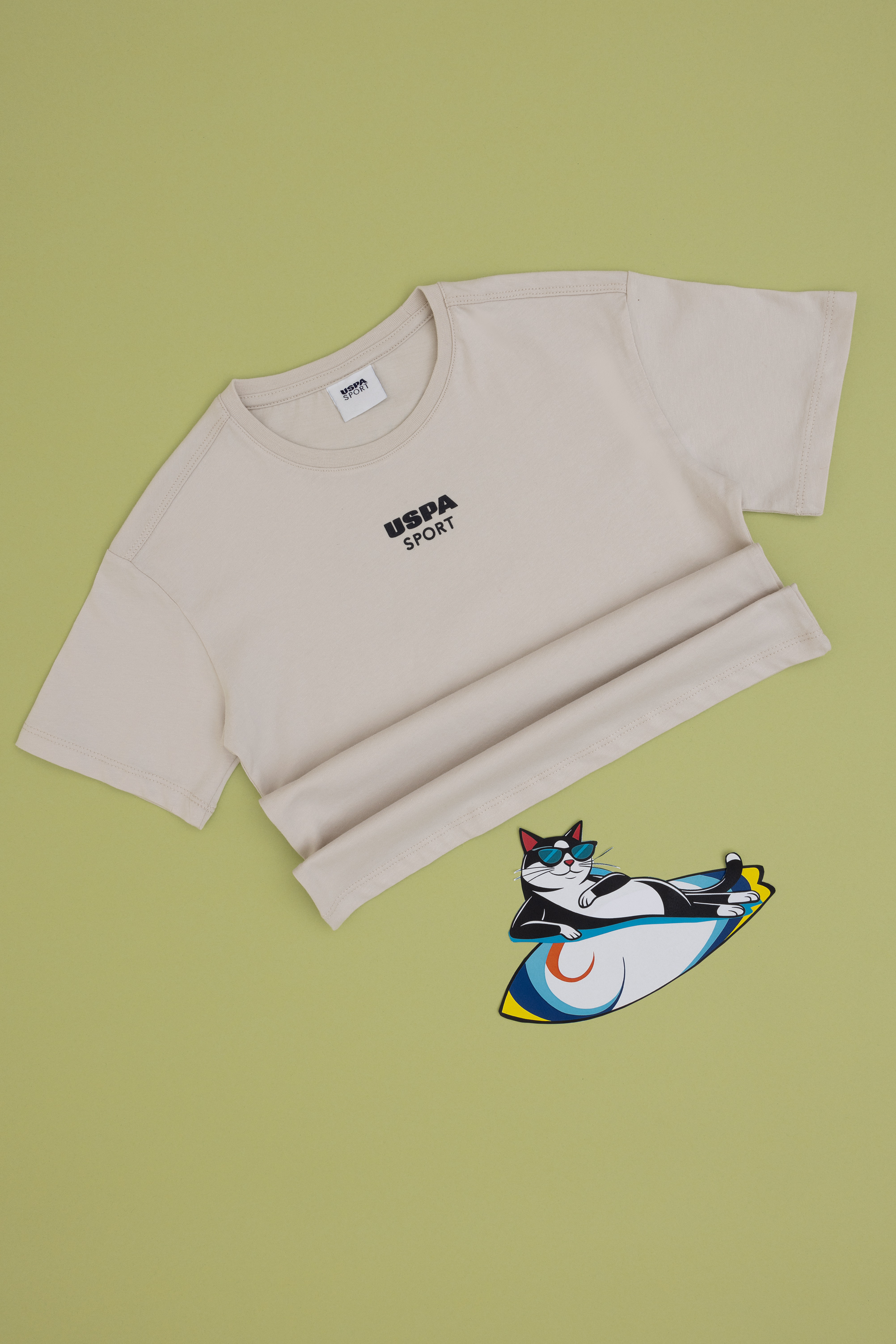 تی شرت یقه گرد خاکستری روشن ریلکس پسرانه یو اس پولو | US POLO ASSN