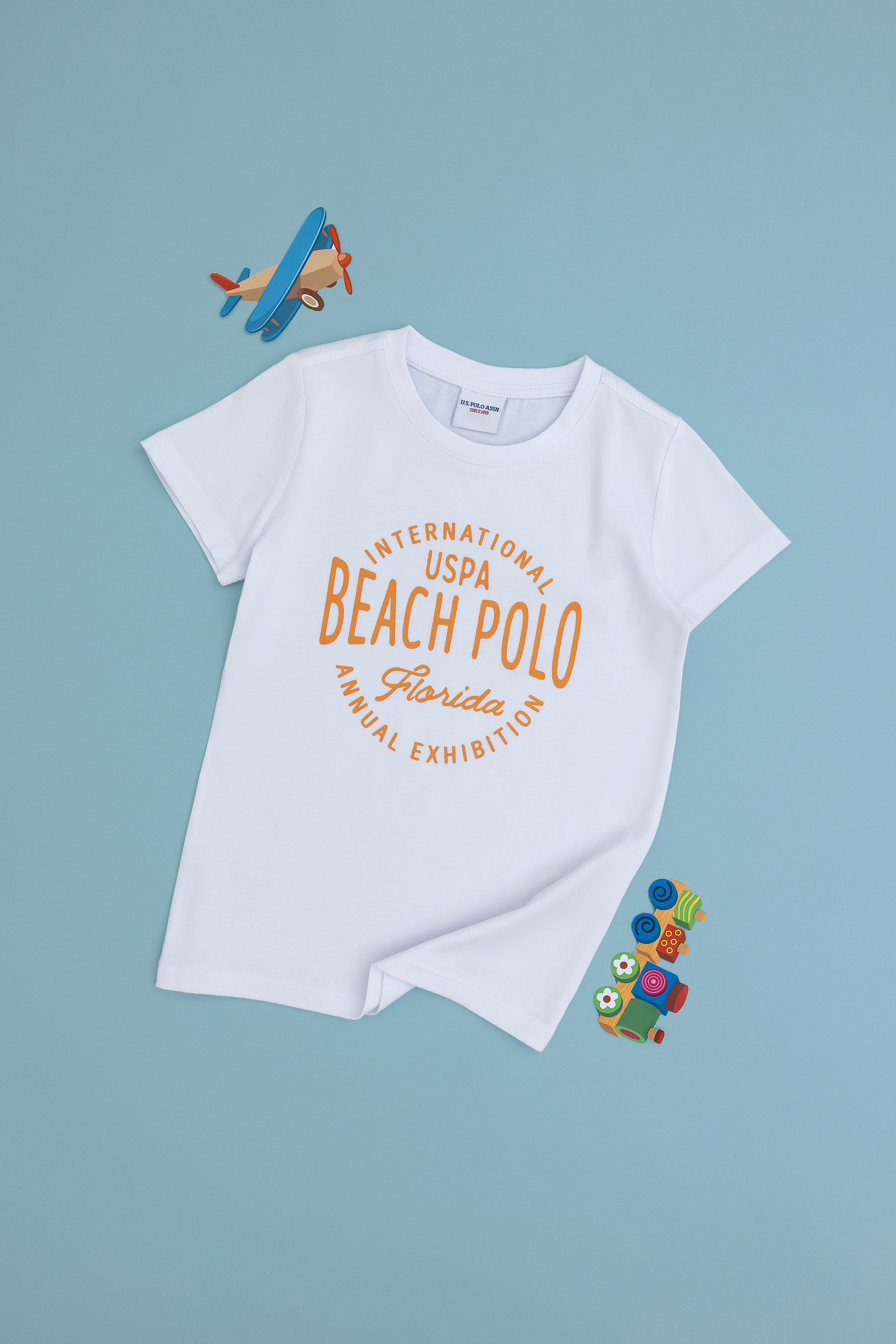 تی شرت یقه گرد سفید رگولار پسرانه یو اس پولو | US POLO ASSN