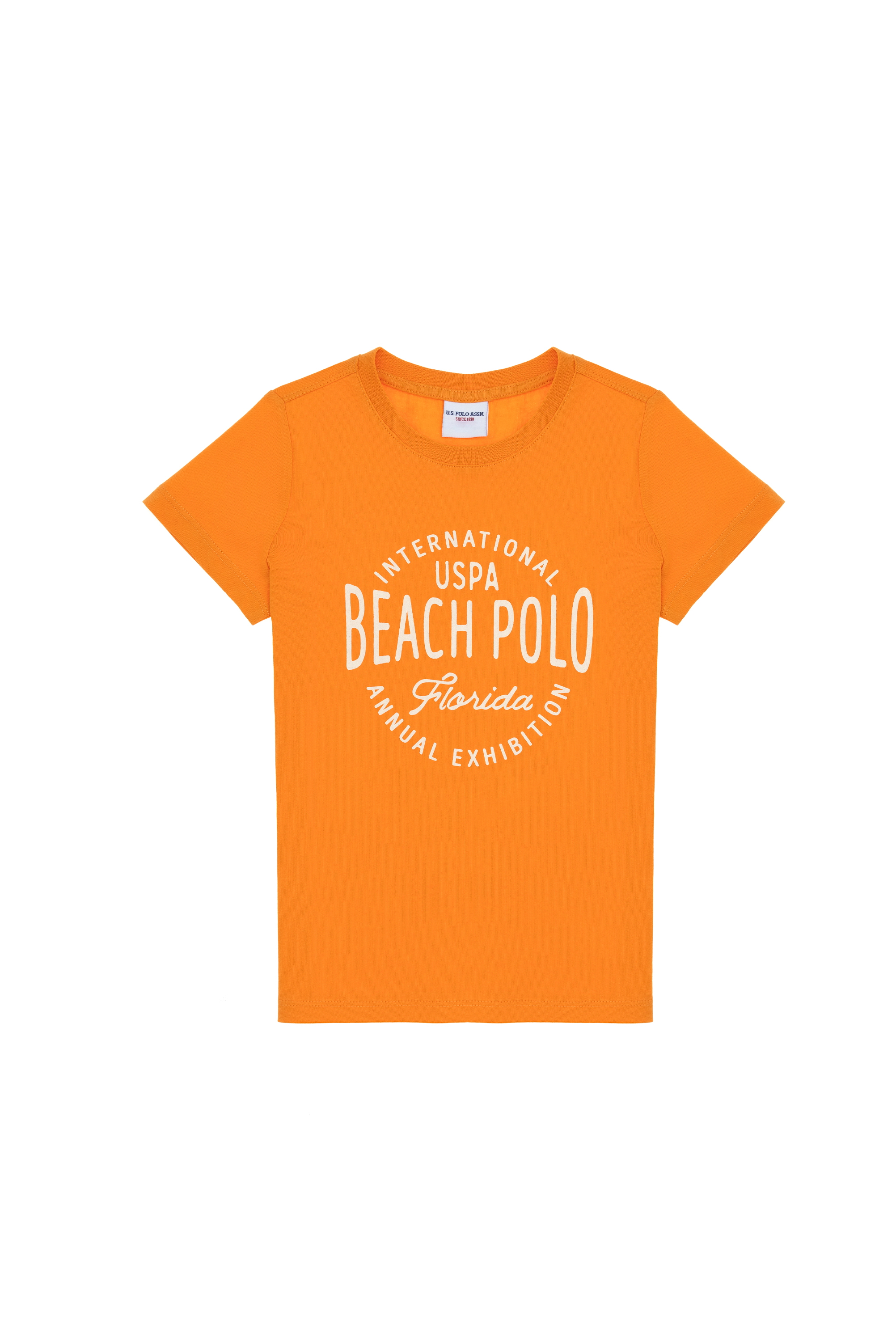 تی شرت یقه گرد نارنجی رگولار پسرانه یو اس پولو | US POLO ASSN