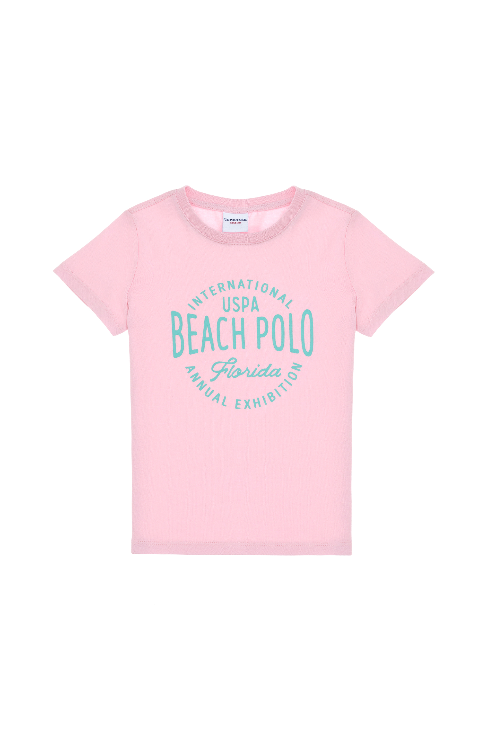 تی شرت یقه گرد صورتی روشن رگولار پسرانه یو اس پولو | US POLO ASSN