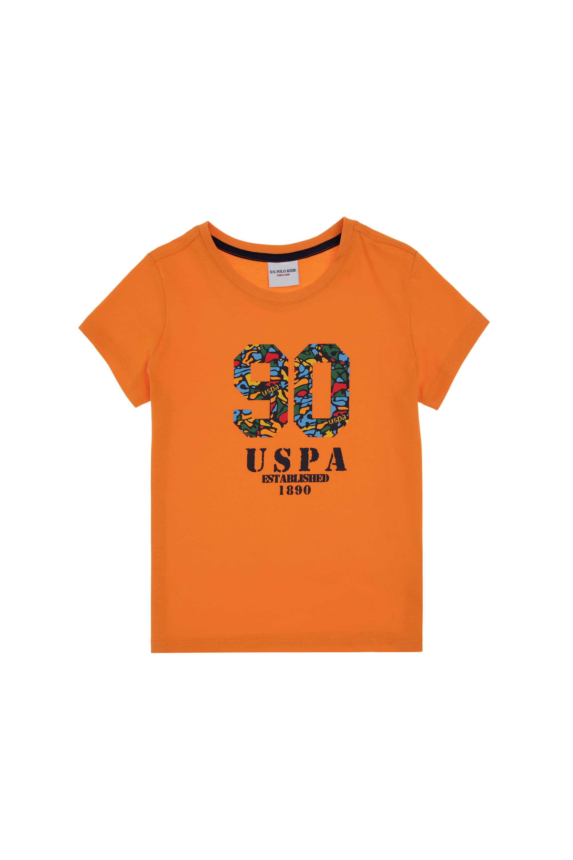 تی شرت یقه گرد نارنجی رگولار پسرانه یو اس پولو | US POLO ASSN