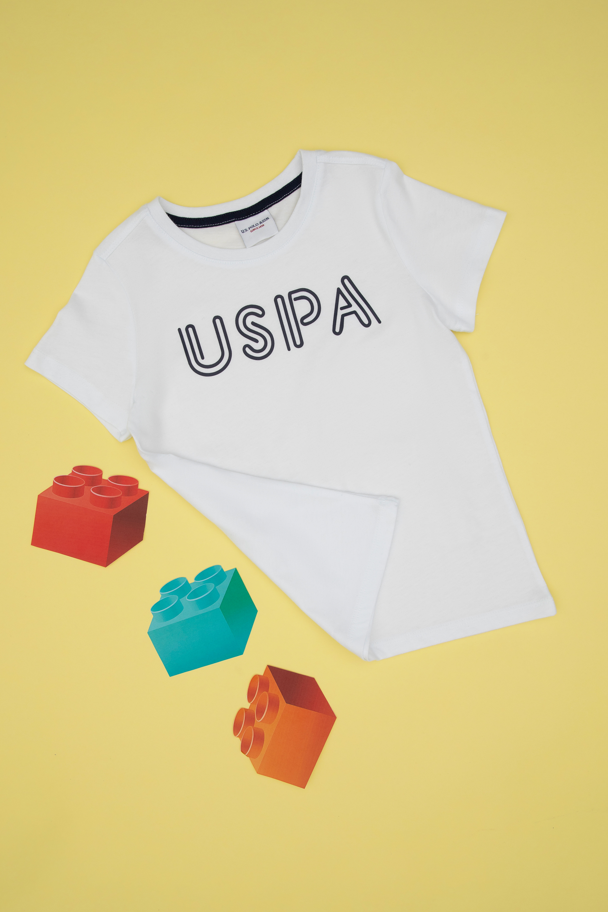 تی شرت یقه گرد بیسیک سفید رگولار پسرانه یو اس پولو | US POLO ASSN