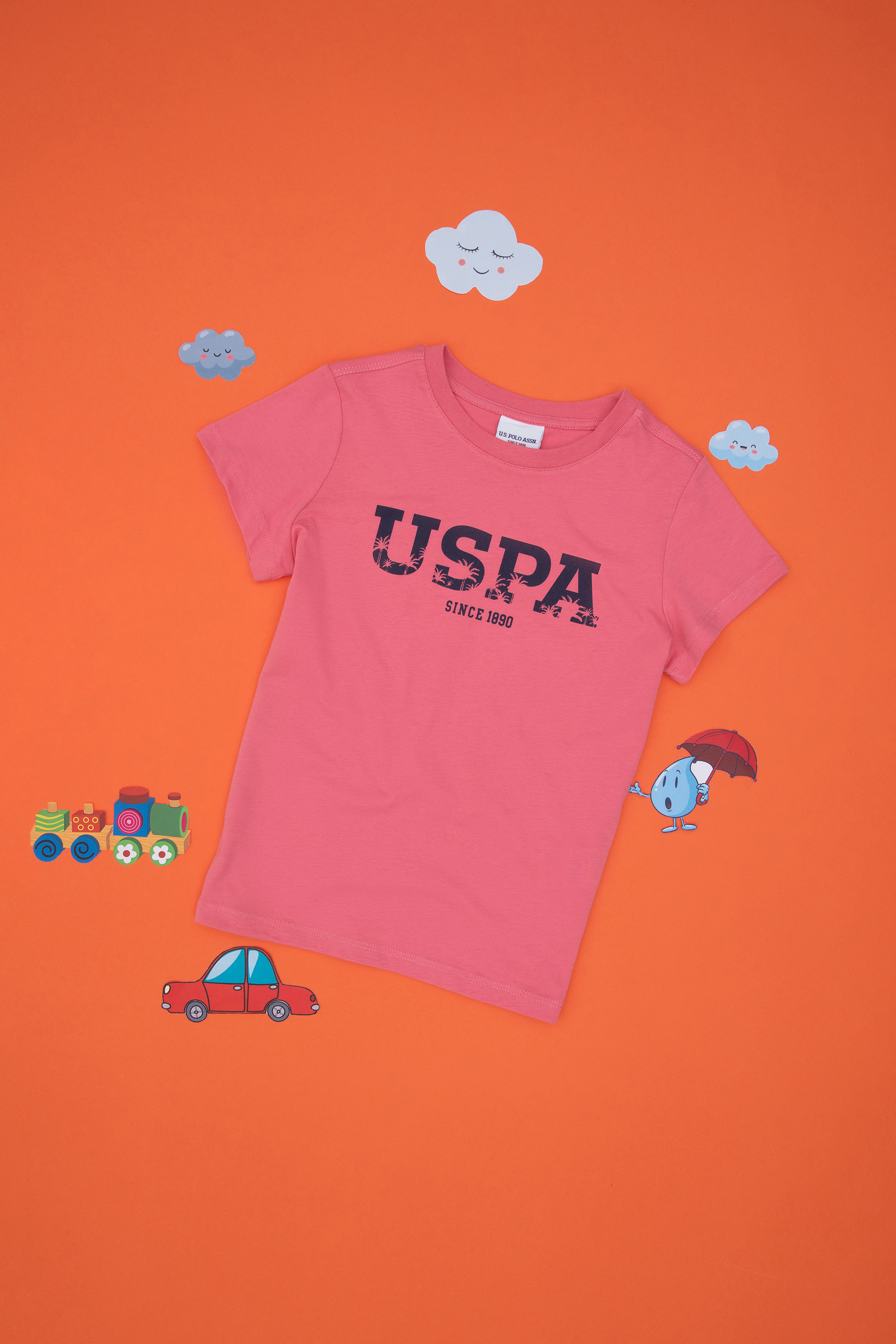 تی شرت یقه گرد بیسیک صورتی تیره رگولار پسرانه یو اس پولو | US POLO ASSN