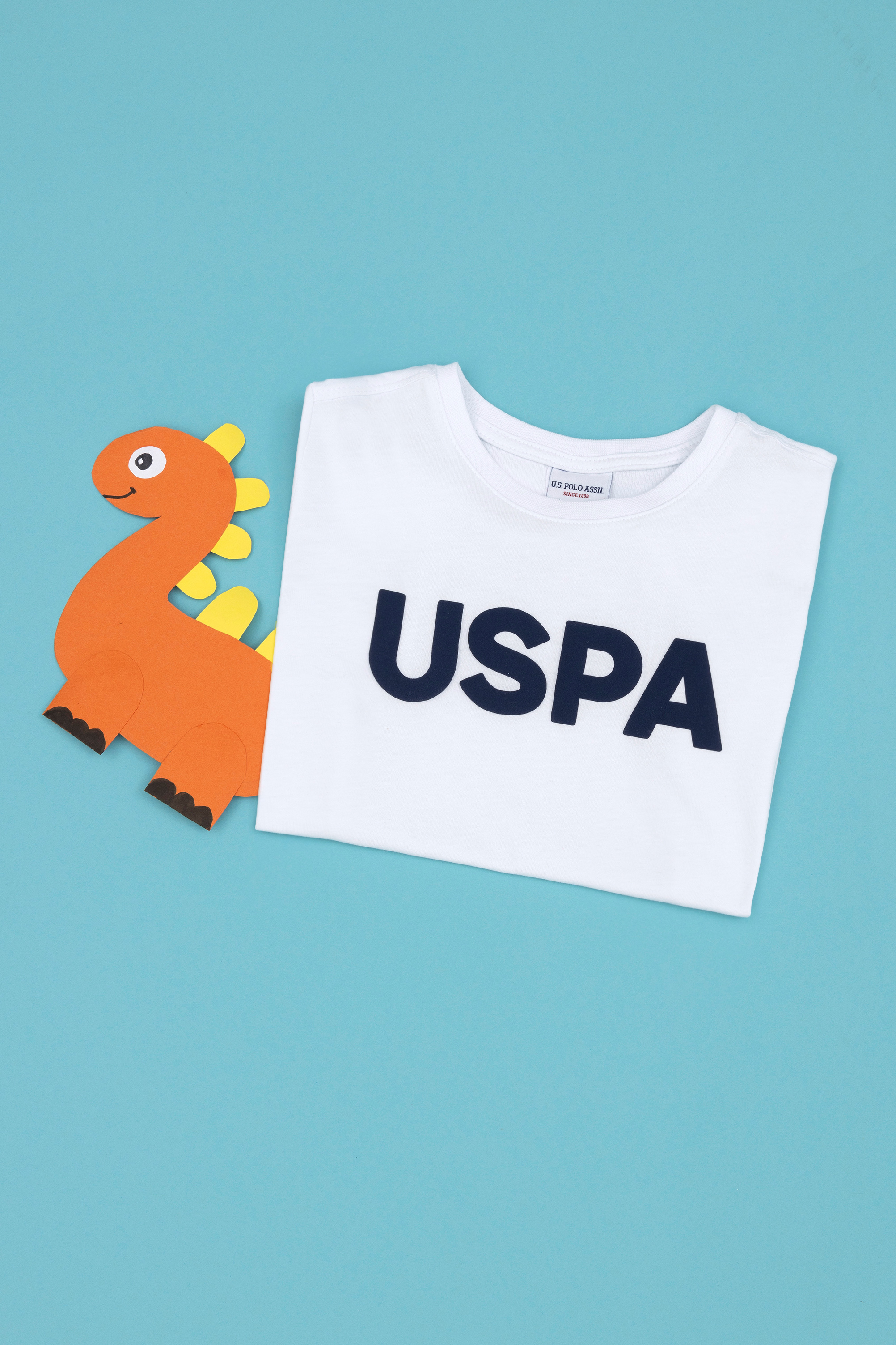 تی شرت یقه گرد بیسیک سفید رگولار پسرانه یو اس پولو | US POLO ASSN