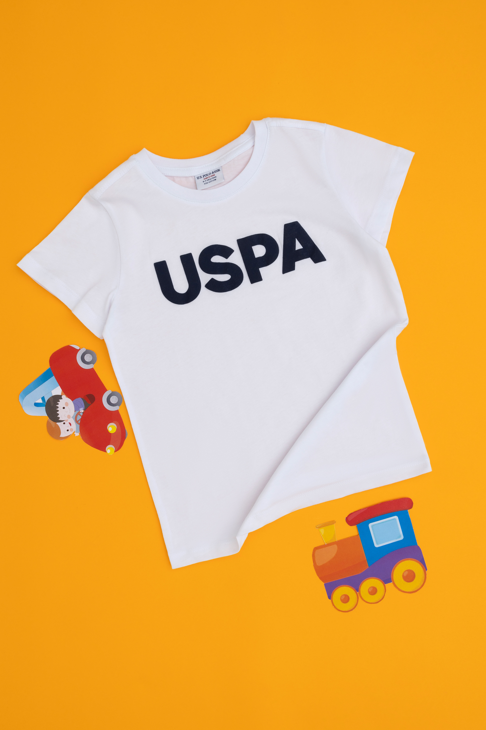 تی شرت یقه گرد بیسیک یقه گرد سفید رگولار آستین کوتاه پسرانه یو اس پولو | US POLO ASSN