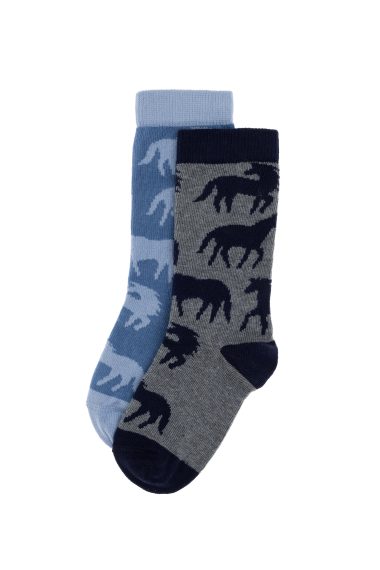 دو عدد جوراب خاکستری ملانژ رگولار پسرانه یو اس پولو | US POLO ASSN