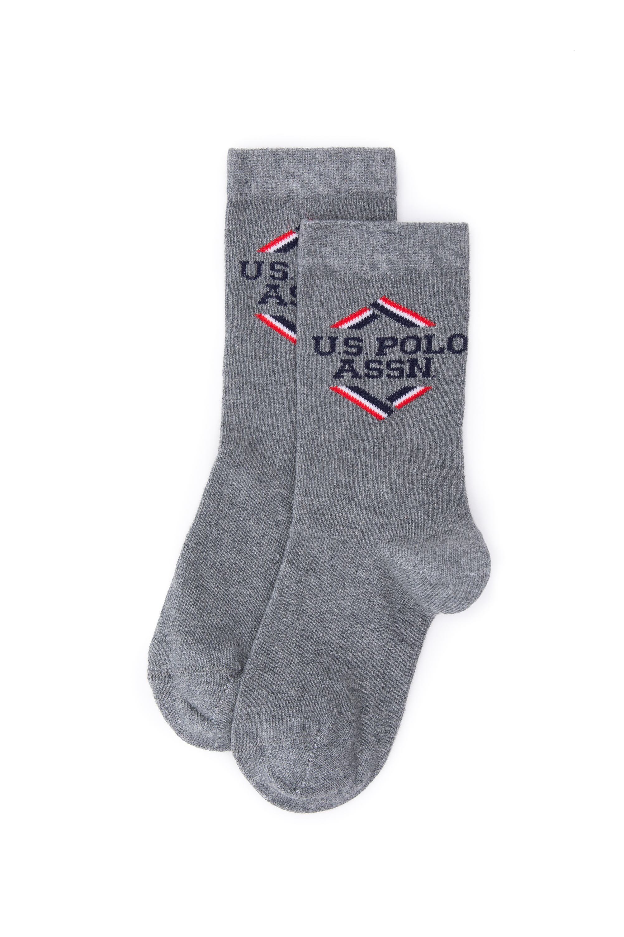 دو عدد جوراب خاکستری ملانژ رگولار پسرانه یو اس پولو | US POLO ASSN