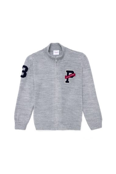 ژاکت تریکو  خاکستری ملانژ  اندامی  پسرانه یو اس پولو | US POLO ASSN
