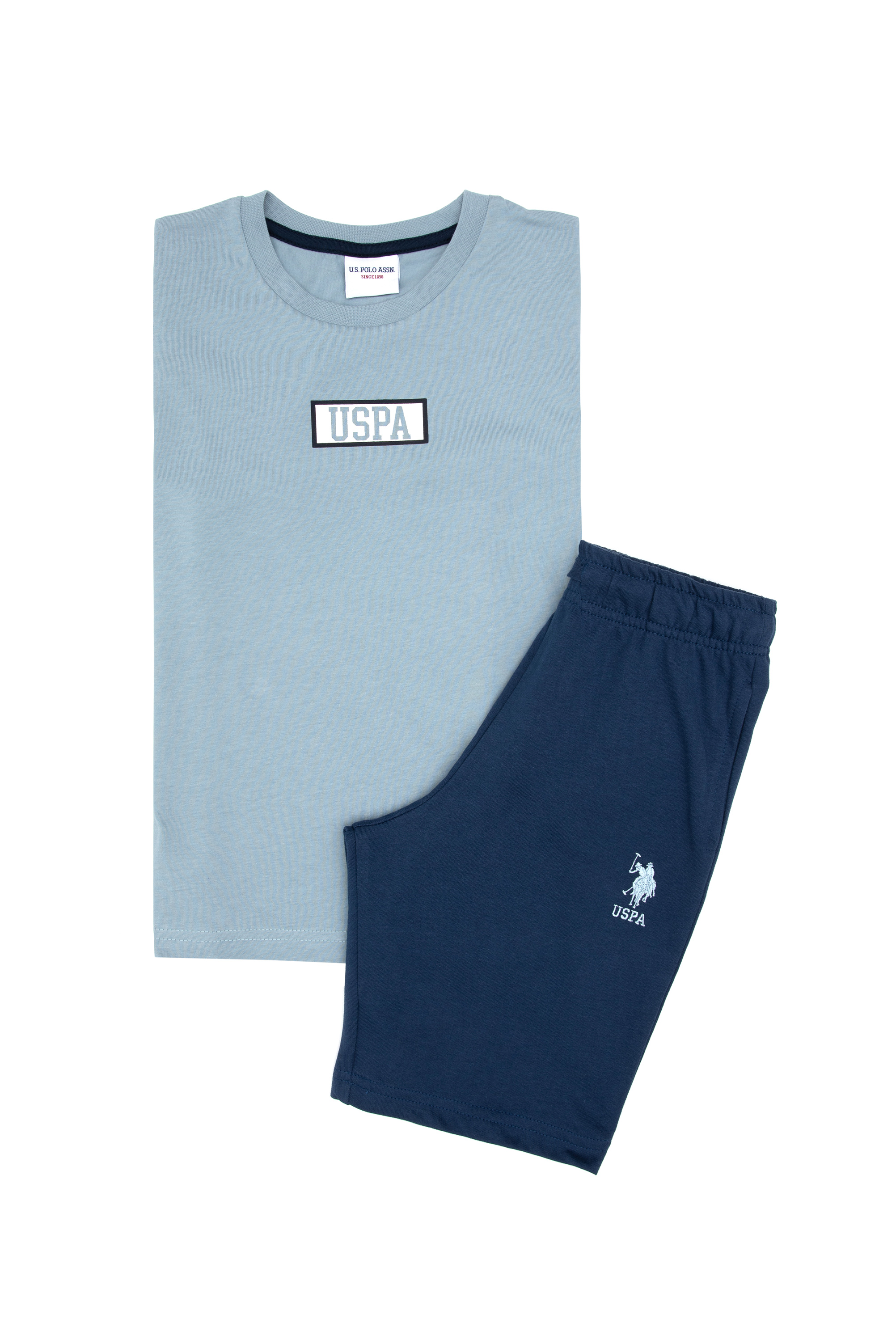 ست پیژامه سبزآبی استاندارد فیت پسرانه یو اس پولو | US POLO ASSN