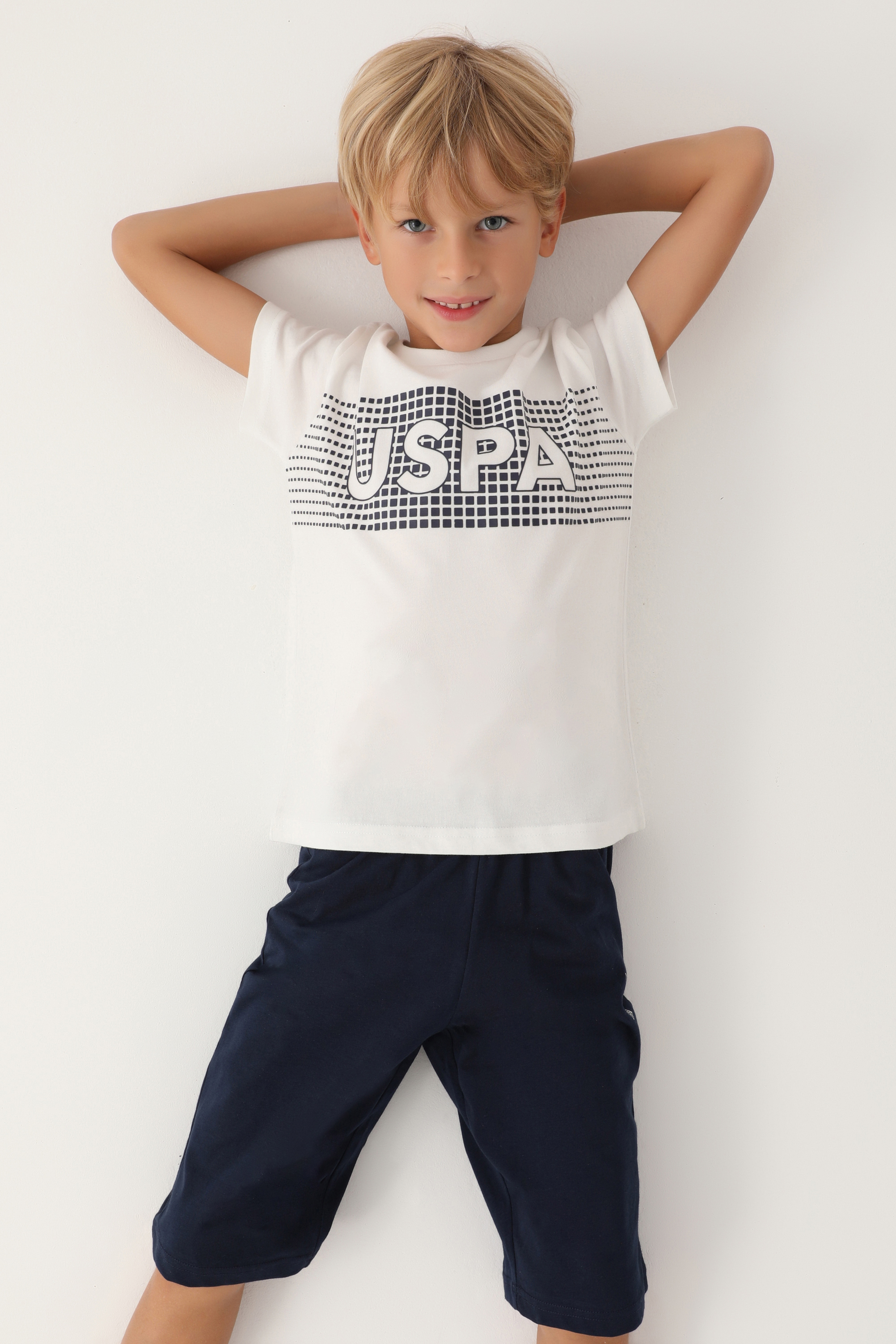 ست پیژامه سفید استاندارد فیت پسرانه یو اس پولو | US POLO ASSN