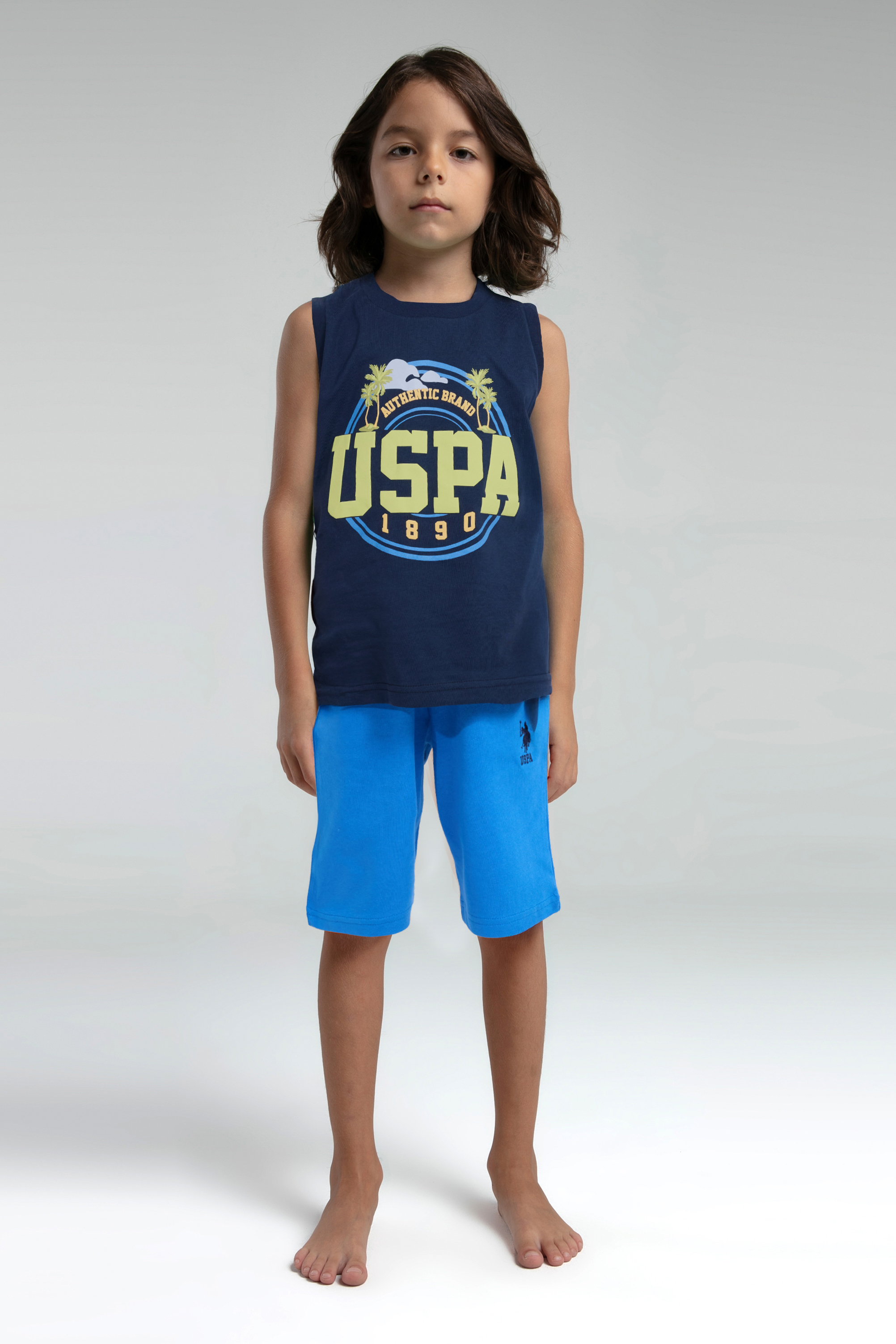 ست پیژامه لاجورد استاندارد فیت پسرانه یو اس پولو | US POLO ASSN