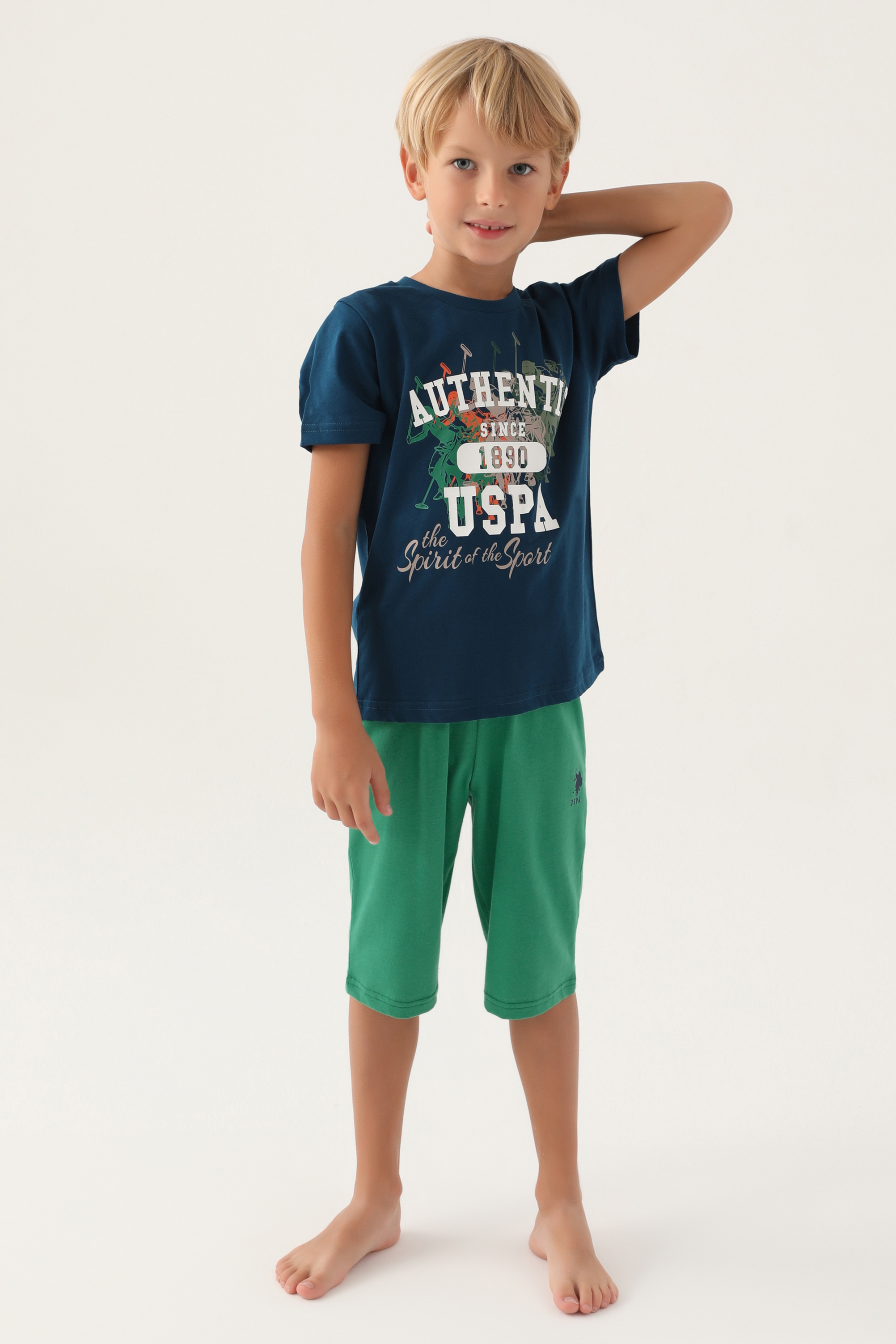 ست پیژامه نیلی استاندارد فیت پسرانه یو اس پولو | US POLO ASSN