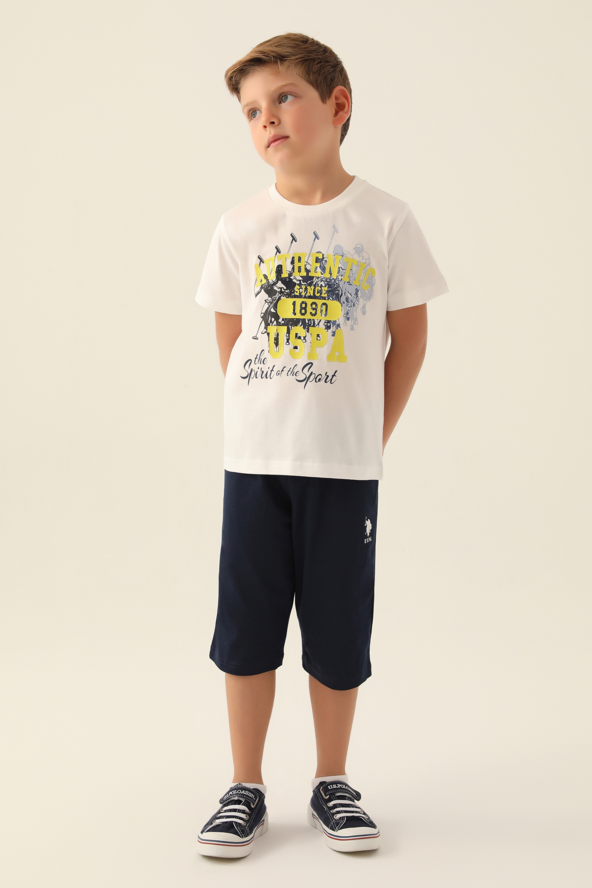 ست پیژامه سفید استاندارد فیت پسرانه یو اس پولو | US POLO ASSN