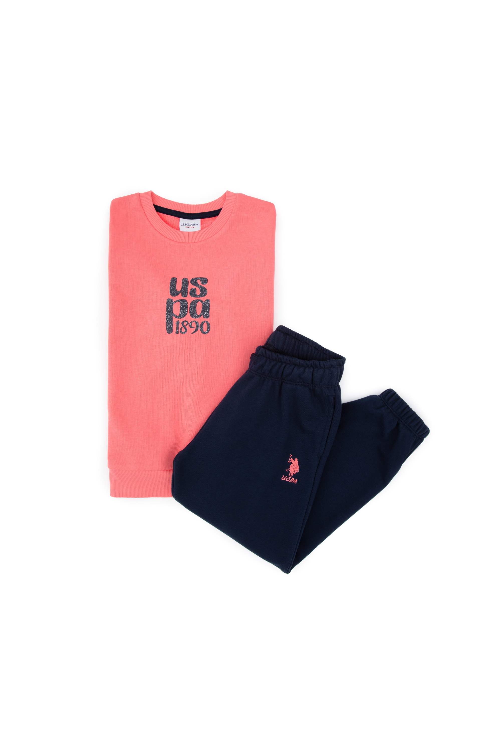 ست گرمکن ورزشی صورتی استاندارد فیت دخترانه یو اس پولو | US POLO ASSN