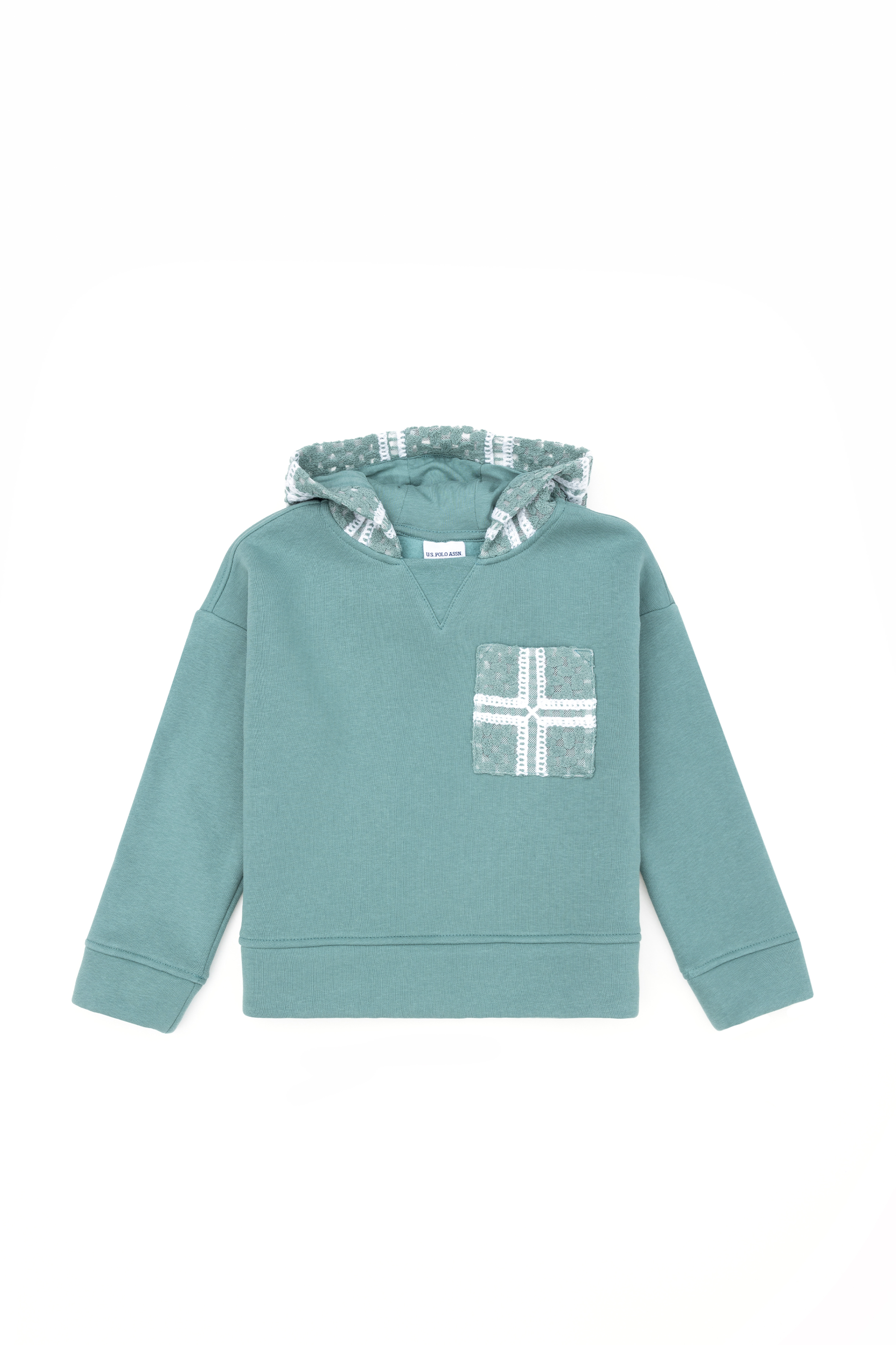سویشرت هودی نعناعی Oversize دخترانه یو اس پولو | US POLO ASSN