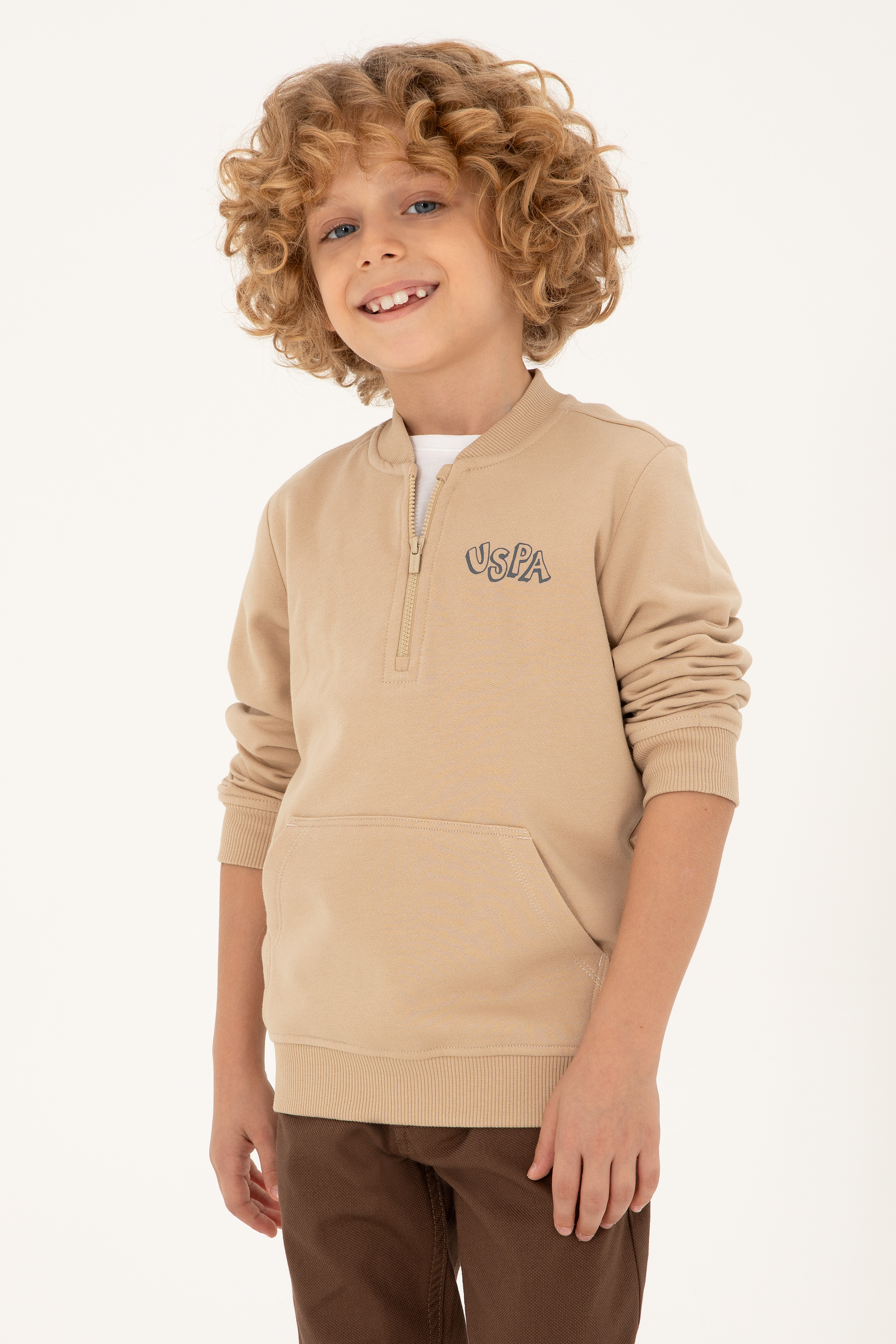 سویشرت کرمی رگولار پسرانه یو اس پولو | US POLO ASSN