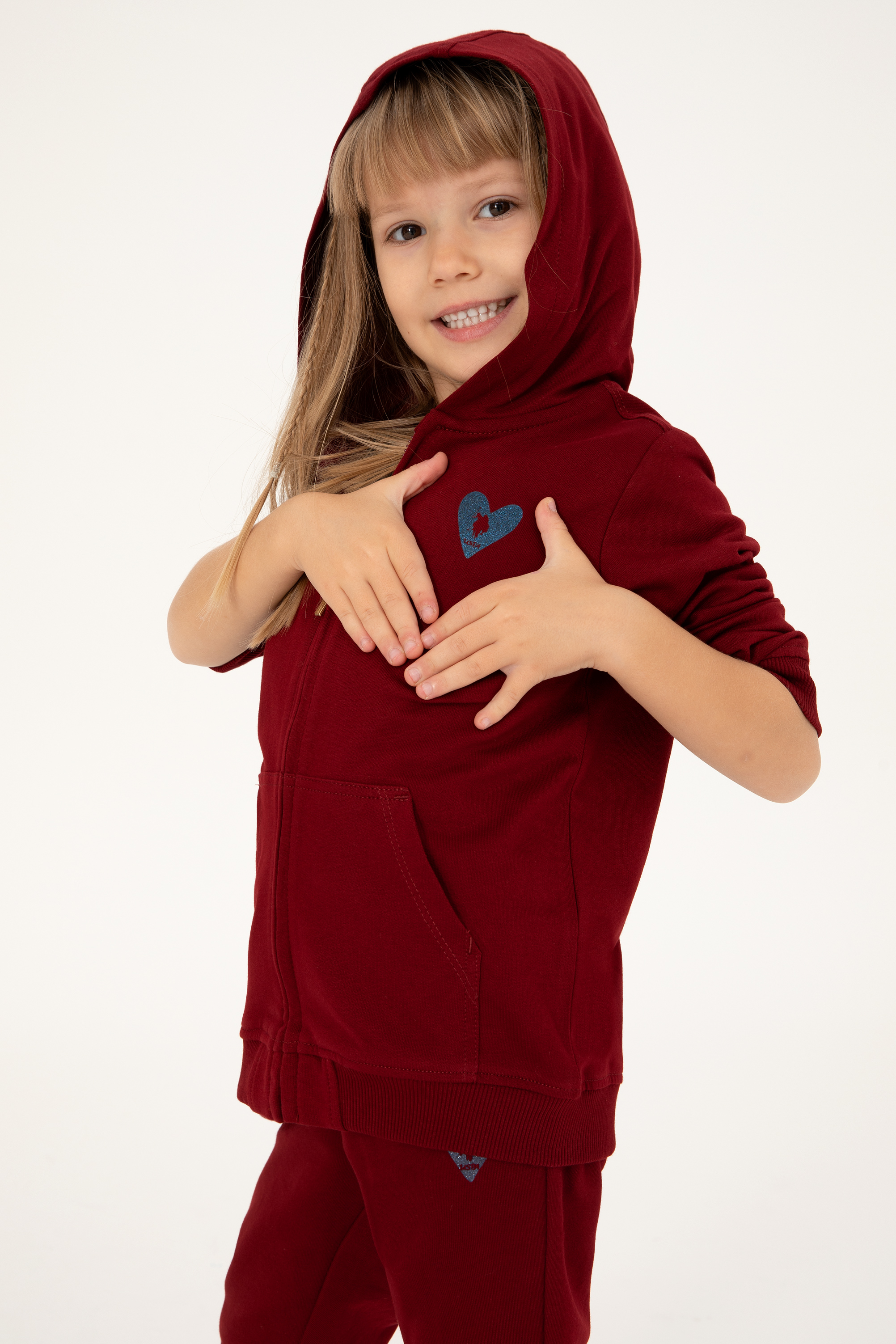 سویشرت بیسیک بورگاندی رگولار دخترانه یو اس پولو | US POLO ASSN