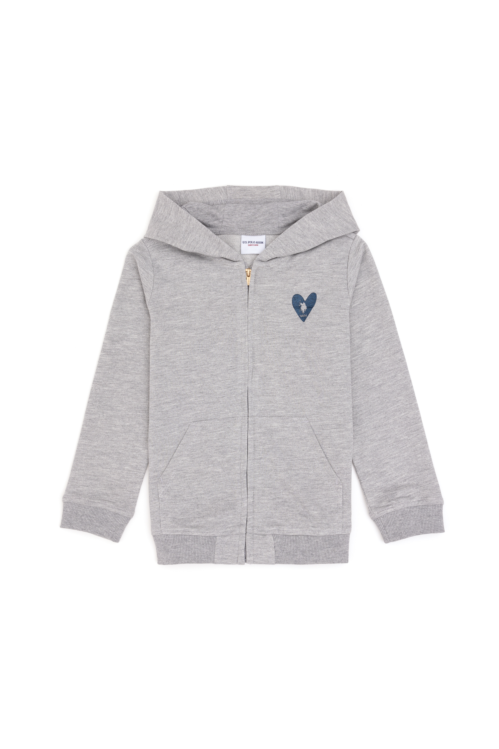سویشرت بیسیک خاکستری روشن ملانژ رگولار دخترانه یو اس پولو | US POLO ASSN