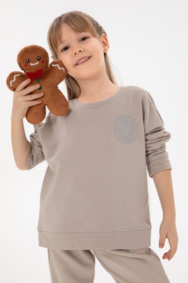 سویشرت بیسیک یقه گرد  خاکستری  ریلکس  دخترانه یو اس پولو | US POLO ASSN