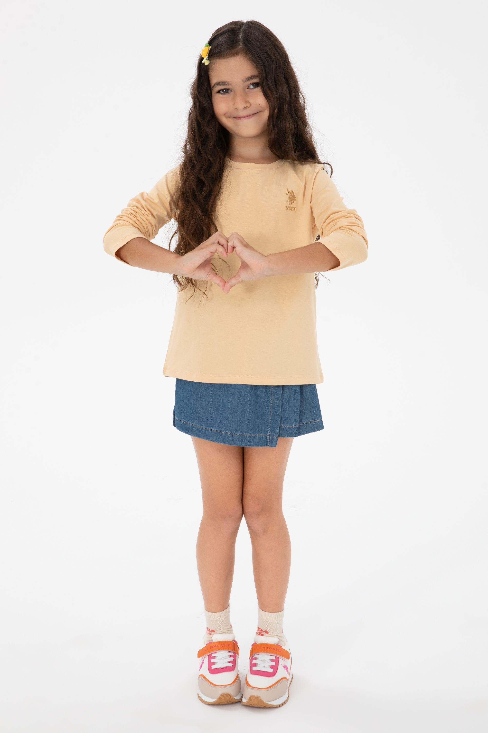 سویشرت بیسیک یقه گرد بژ رگولار دخترانه یو اس پولو | US POLO ASSN