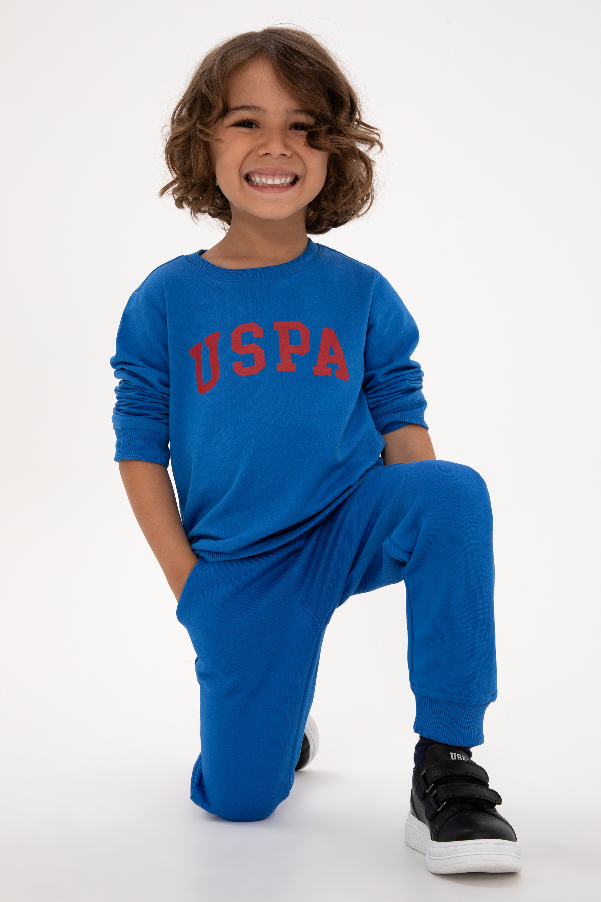 سویشرت بیسیک یقه گرد آبی تیره رگولار پسرانه یو اس پولو | US POLO ASSN