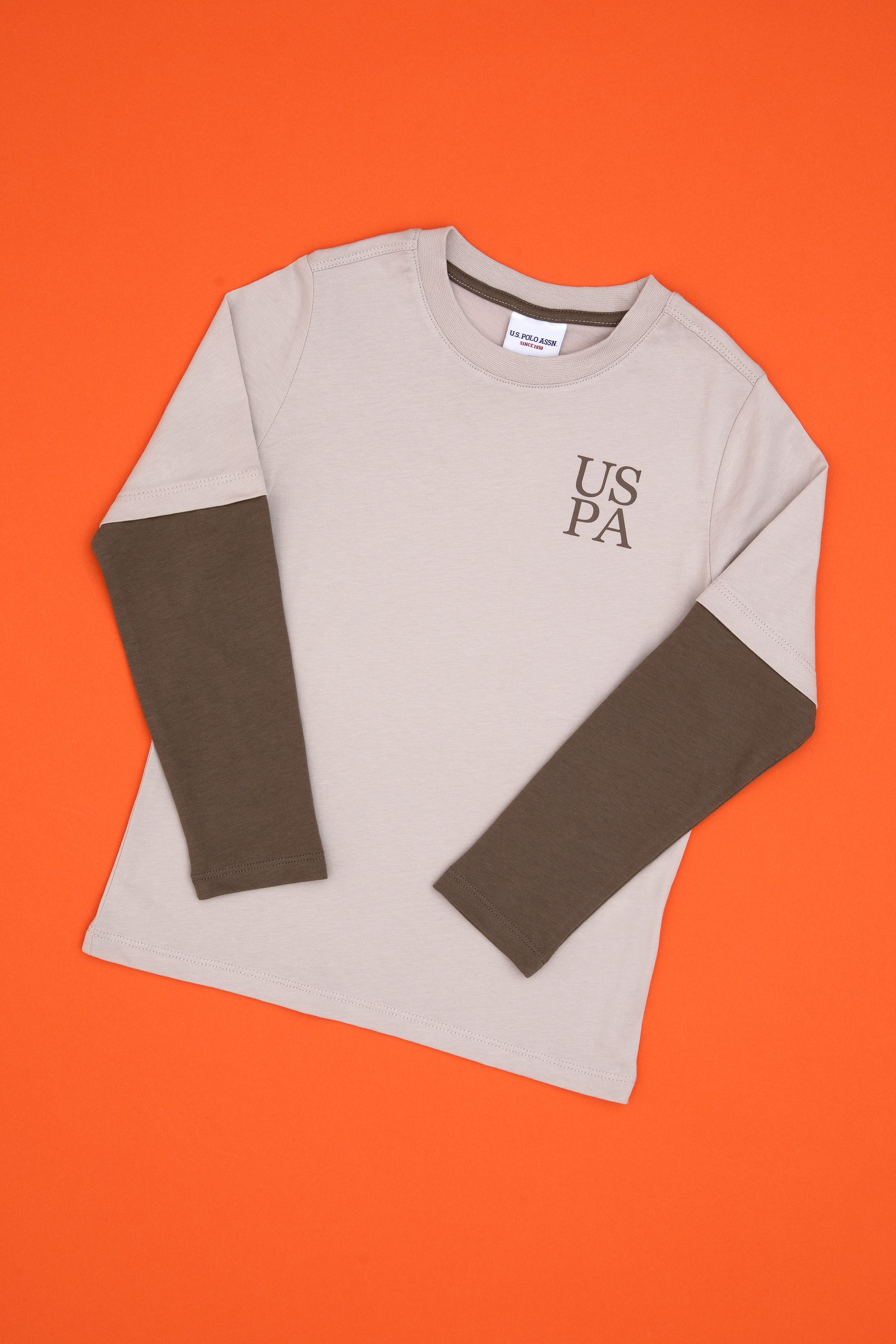 سویشرت بیسیک یقه گرد خاکستری رگولار پسرانه یو اس پولو | US POLO ASSN