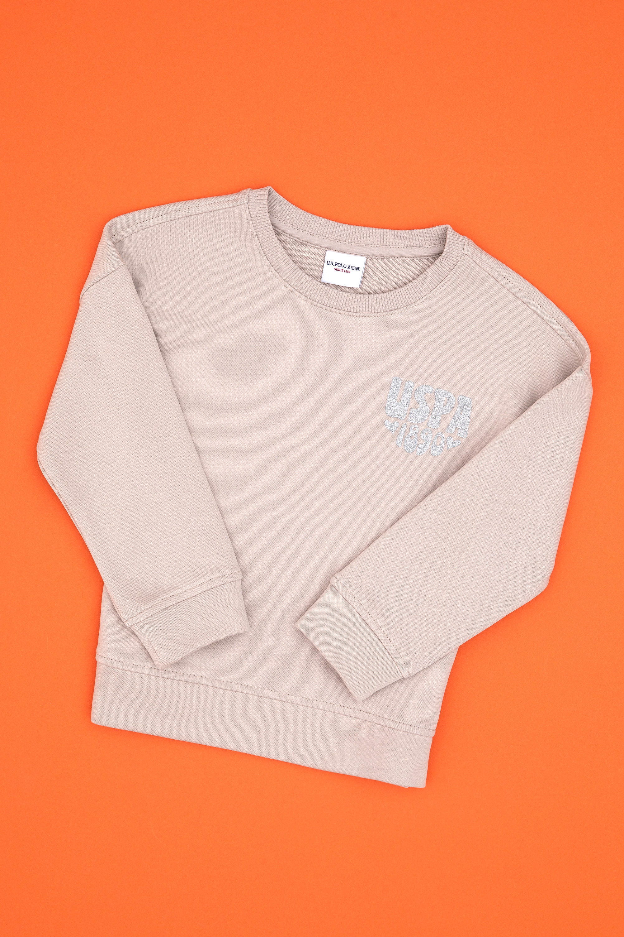 سویشرت بیسیک یقه گرد خاکستری رگولار دخترانه یو اس پولو | US POLO ASSN