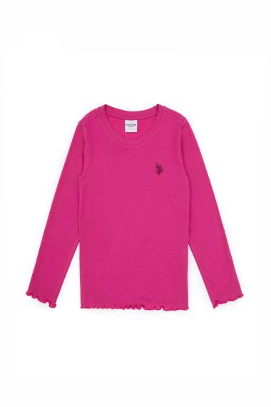 سویشرت بیسیک یقه گرد  صورتی  رگولار  دخترانه یو اس پولو | US POLO ASSN