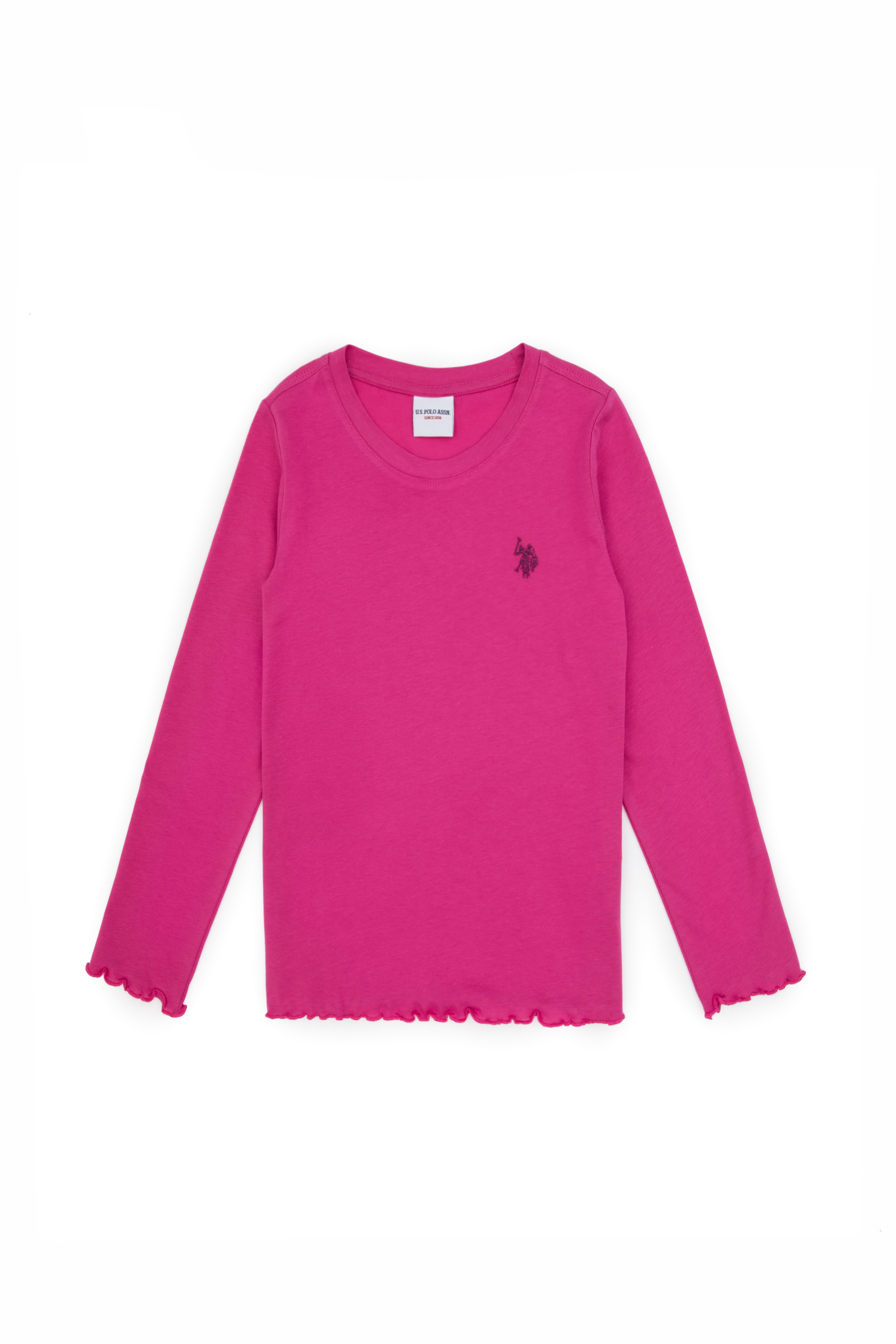 سویشرت بیسیک یقه گرد صورتی رگولار دخترانه یو اس پولو | US POLO ASSN