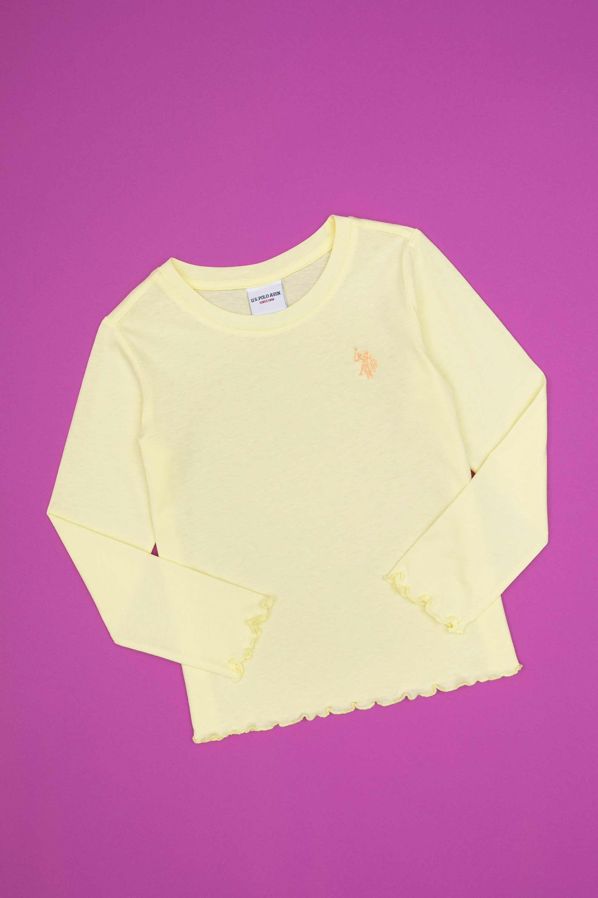 سویشرت بیسیک یقه گرد زرد رگولار دخترانه یو اس پولو | US POLO ASSN
