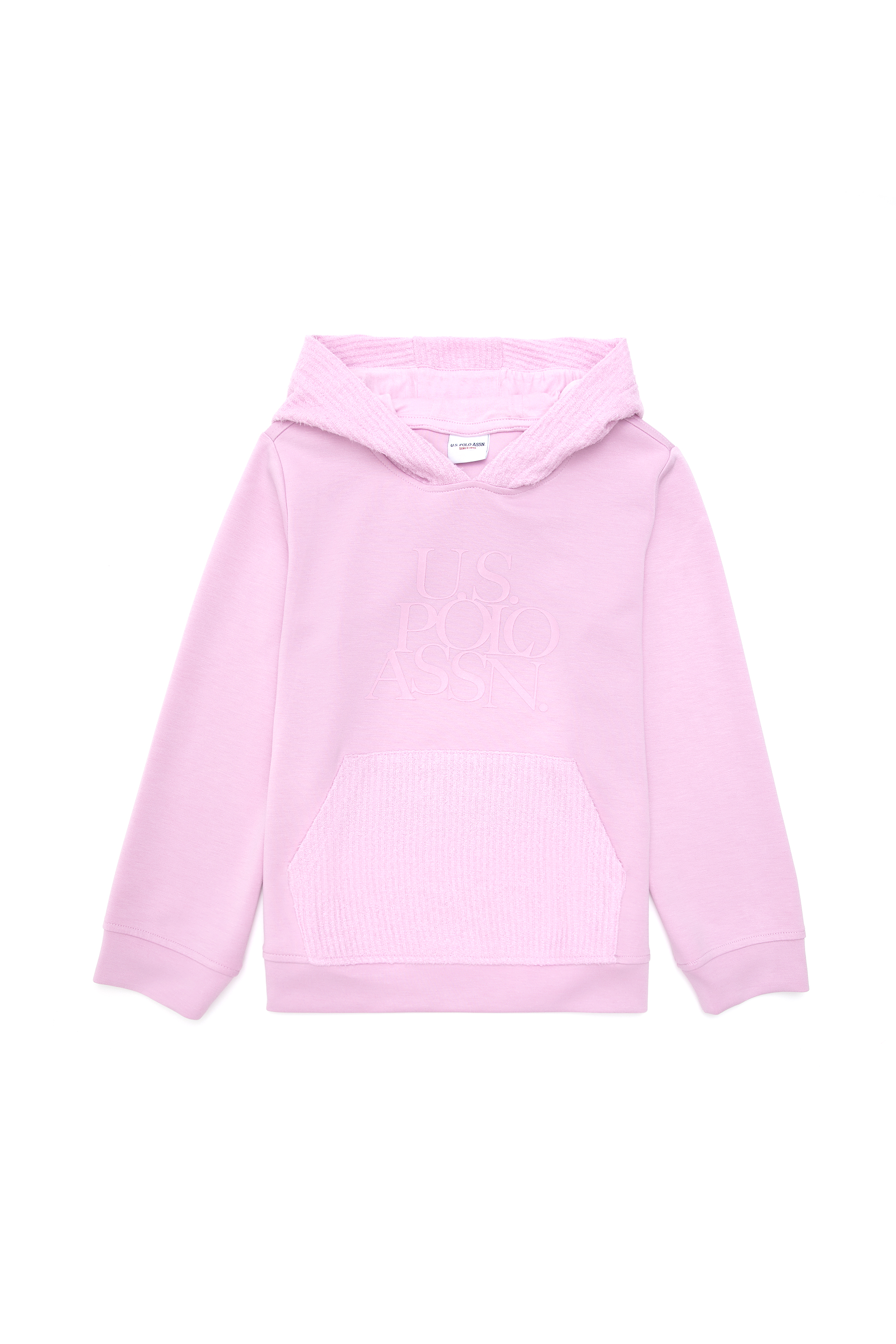 سویشرت هودی هودی صورتی Oversize آستین بلند دخترانه یو اس پولو | US POLO ASSN