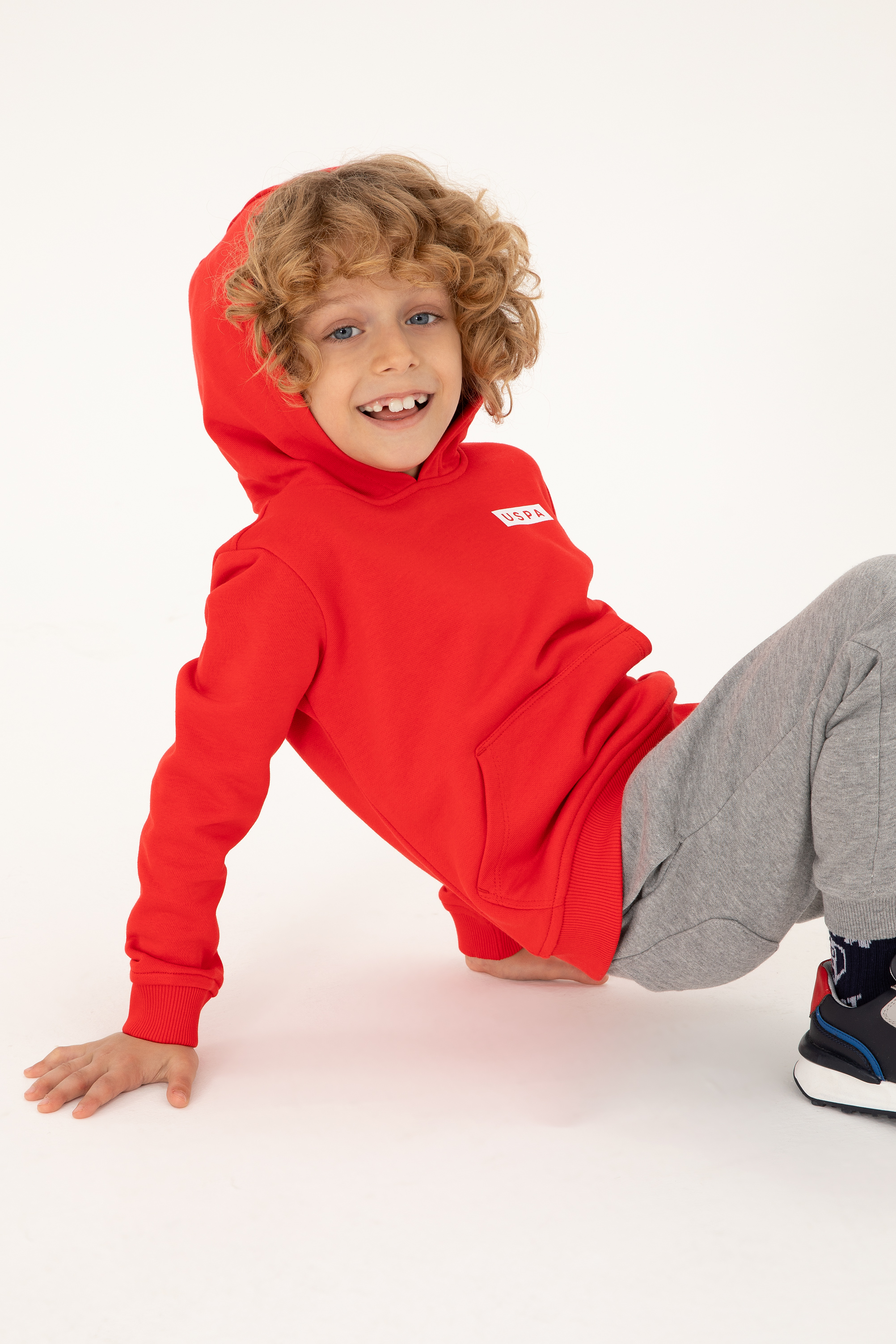 سویشرت هودی قرمز رگولار پسرانه یو اس پولو | US POLO ASSN