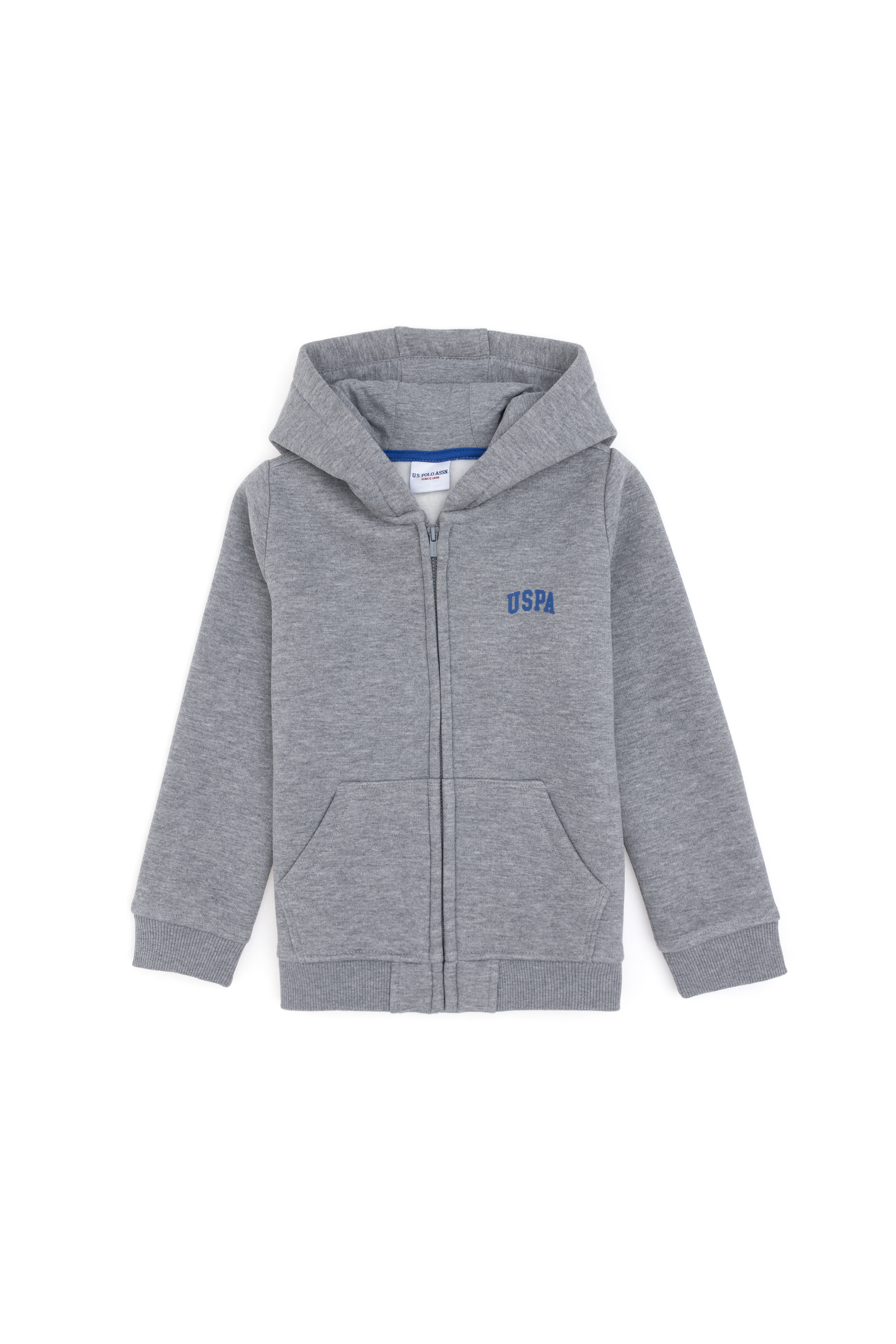 سویشرت هودی خاکستری ملانژ رگولار پسرانه یو اس پولو | US POLO ASSN