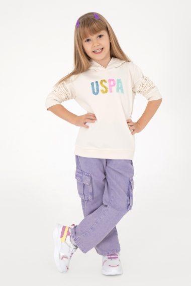 سویشرت هودی  سفید  رگولار  دخترانه یو اس پولو | US POLO ASSN