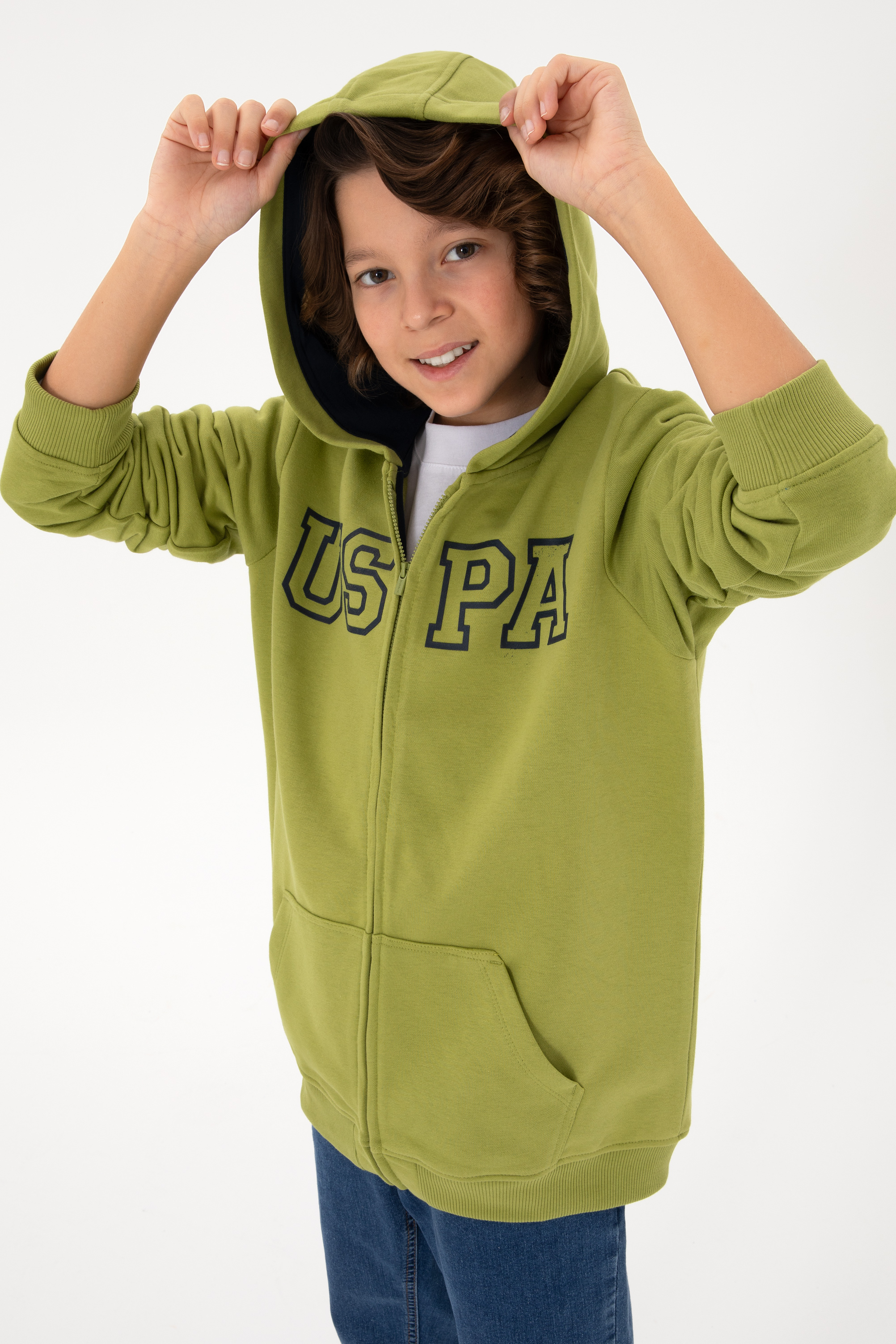 سویشرت هودی بیسیک سبز پسته ای رگولار پسرانه یو اس پولو | US POLO ASSN