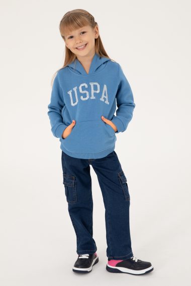 سویشرت هودی بیسیک  آبی تیره  رگولار  دخترانه یو اس پولو | US POLO ASSN