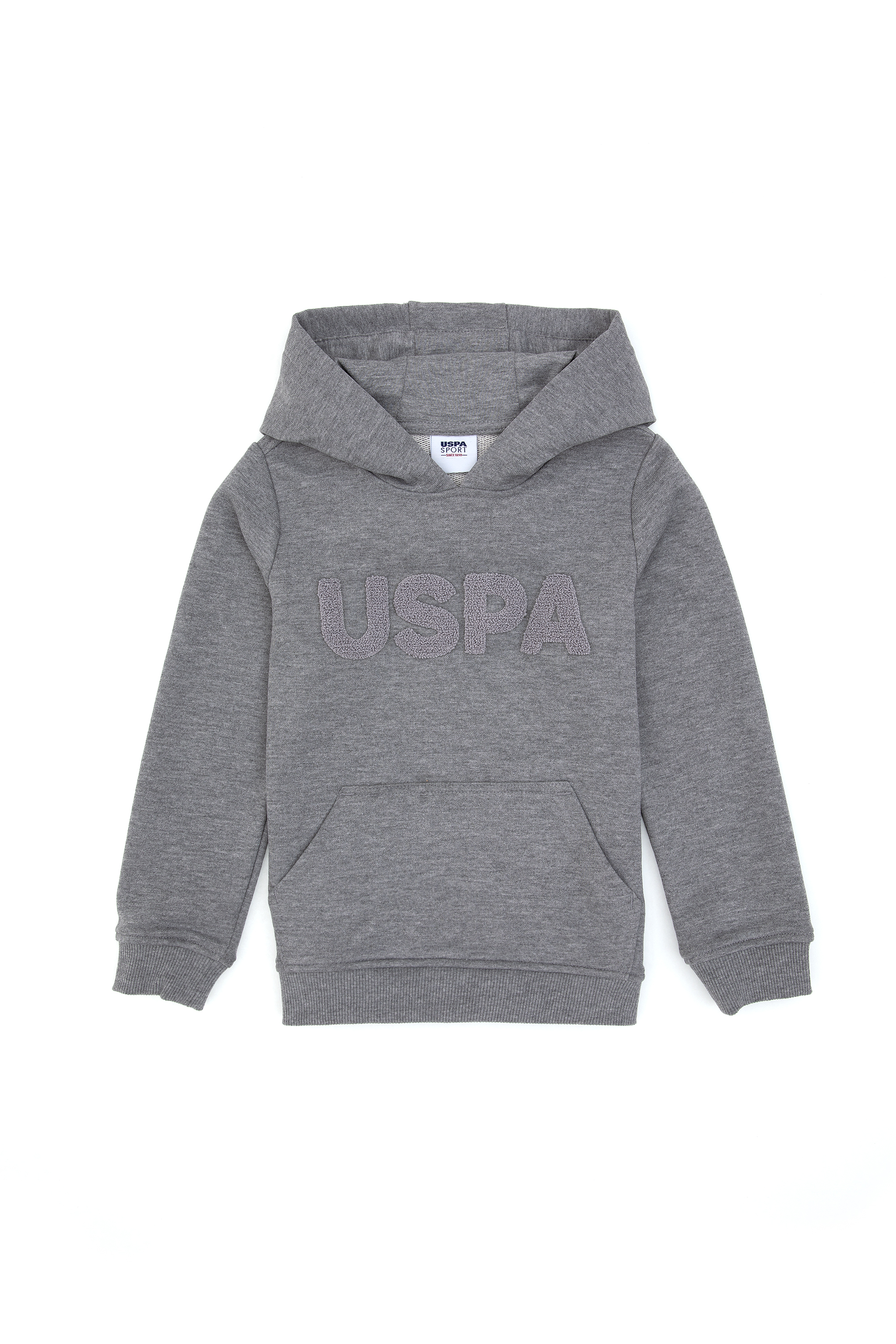 سویشرت هودی بیسیک خاکستری ملانژ رگولار پسرانه یو اس پولو | US POLO ASSN