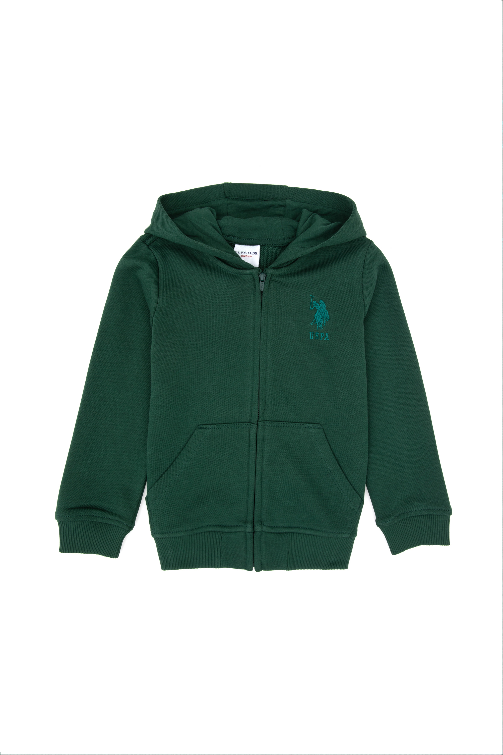 سویشرت هودی بیسیک سبز تیره استاندارد فیت پسرانه یو اس پولو | US POLO ASSN