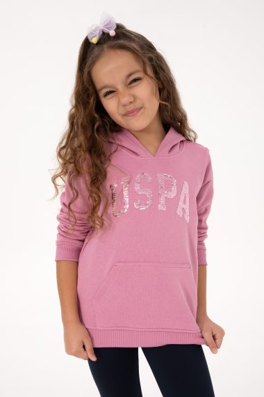 سویشرت هودی بیسیک  صورتی تیره  رگولار  دخترانه یو اس پولو | US POLO ASSN