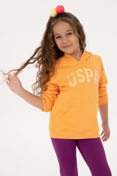 سویشرت هودی بیسیک  زرد  رگولار  دخترانه یو اس پولو | US POLO ASSN