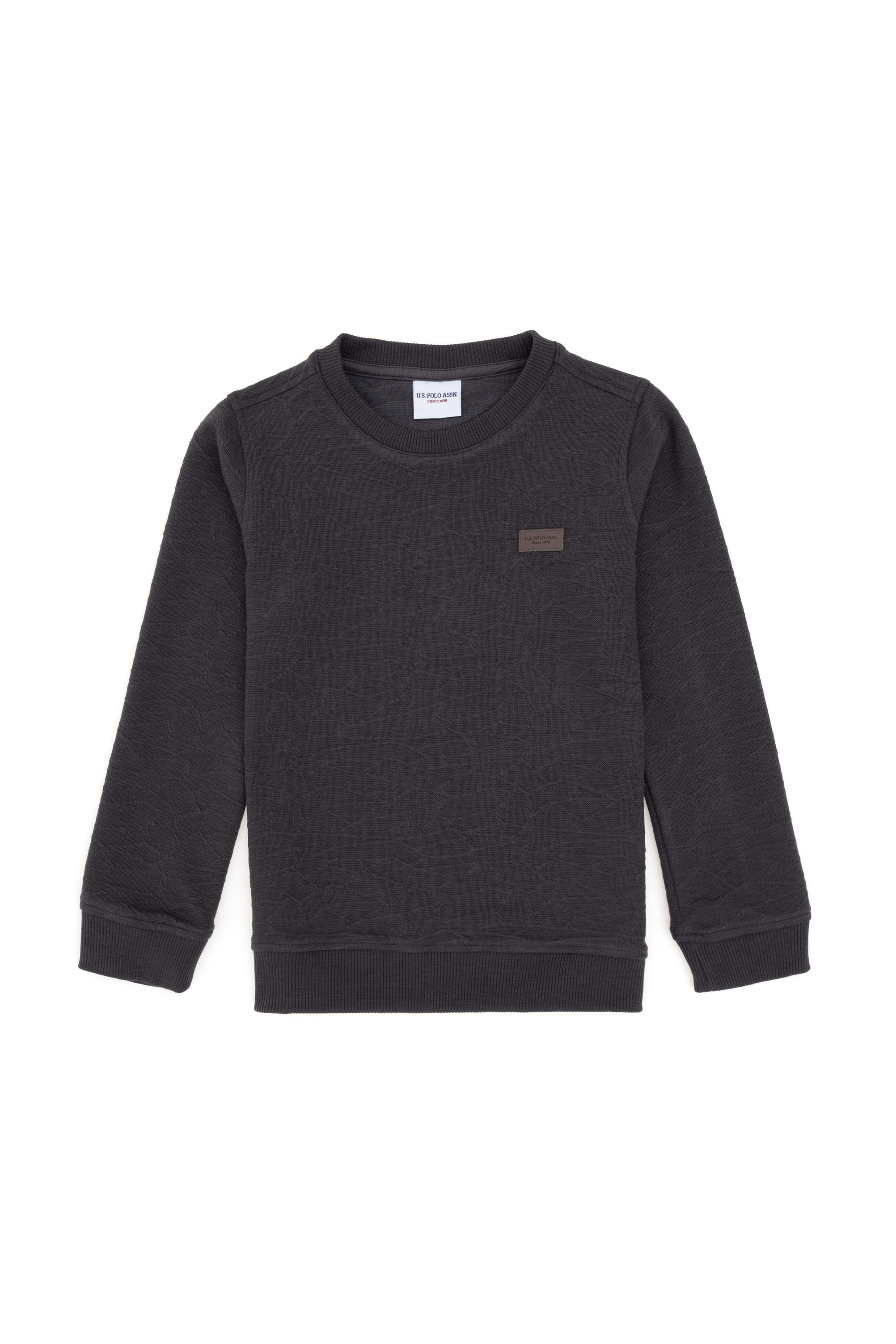 سویشرت یقه گرد یقه گرد زغالی رگولار آستین بلند پسرانه یو اس پولو | US POLO ASSN